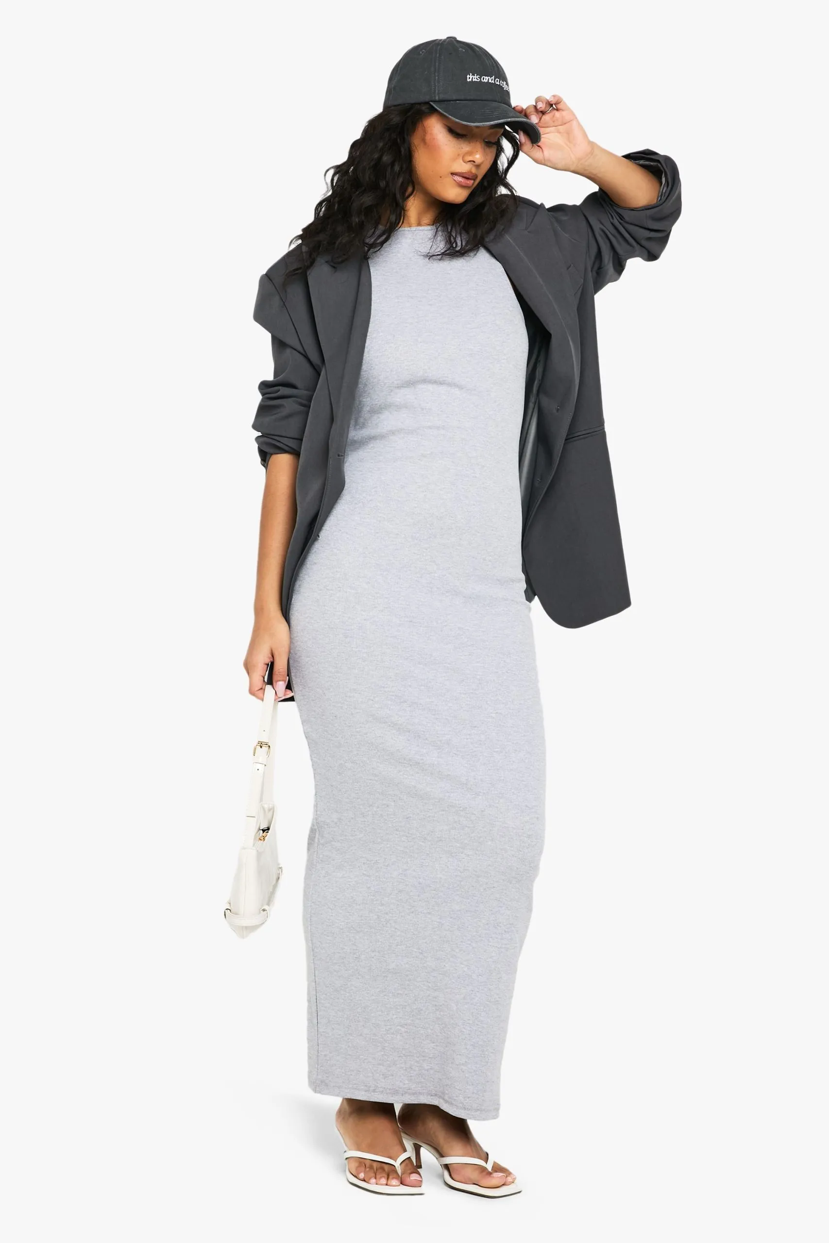 Basic Rib Racer Neck Maxi Dress