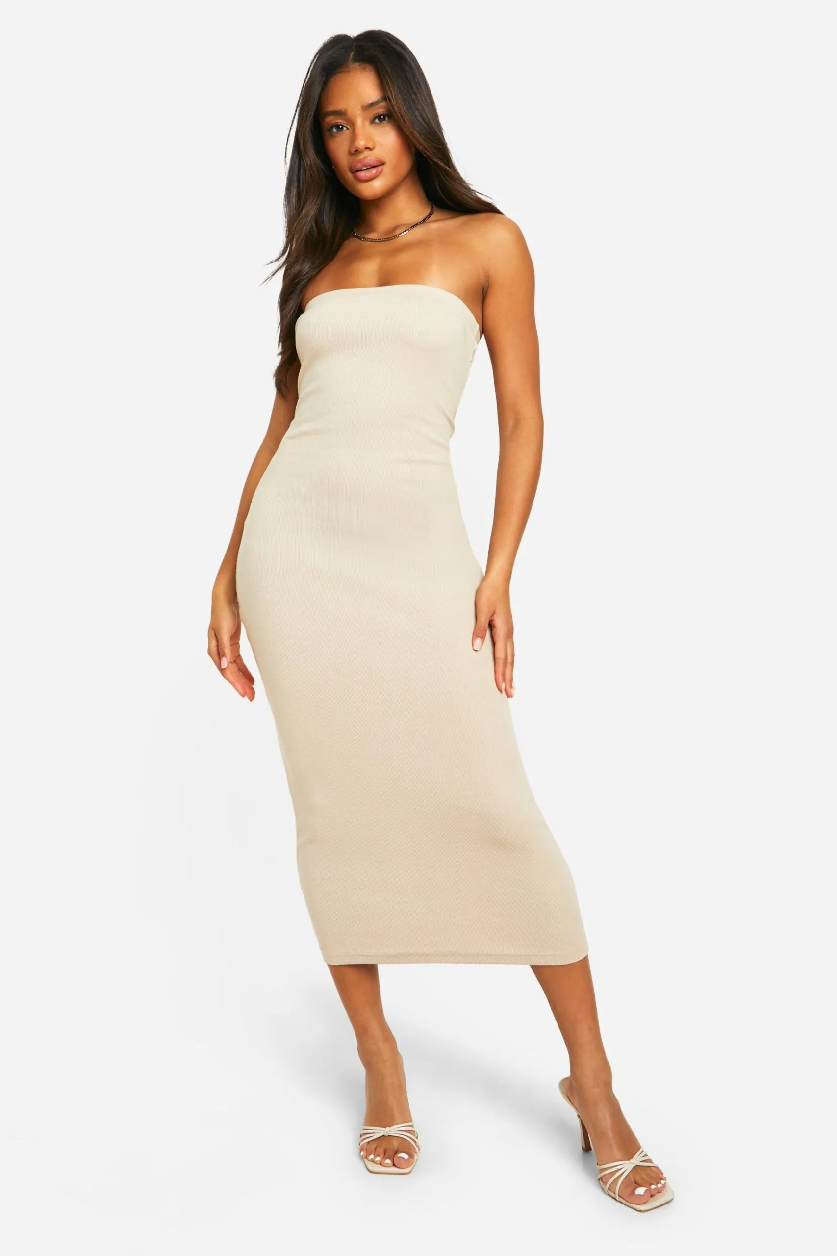 Basic Rib Bandeau Midaxi Dress