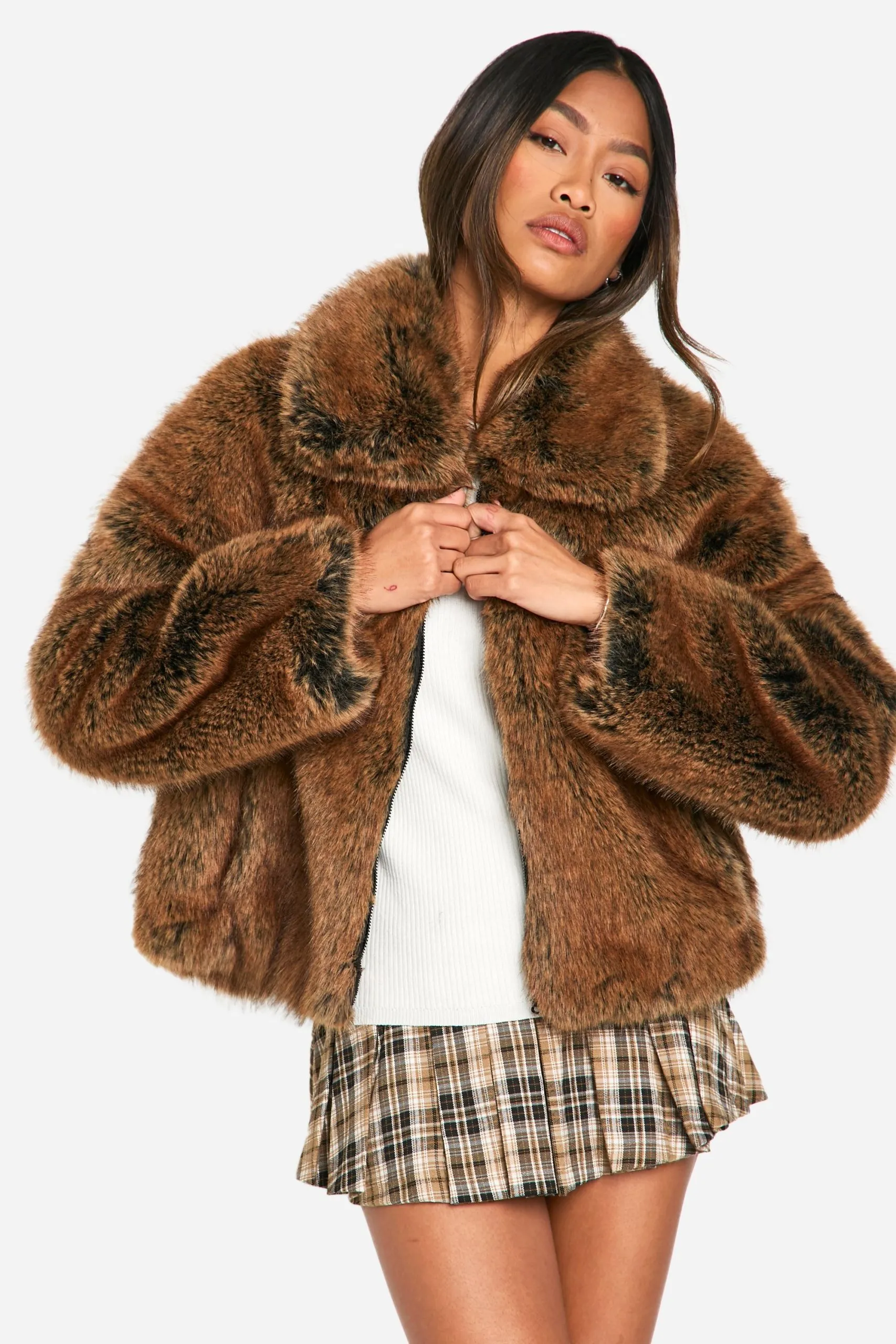 Premium Collared Faux Fur Coat
