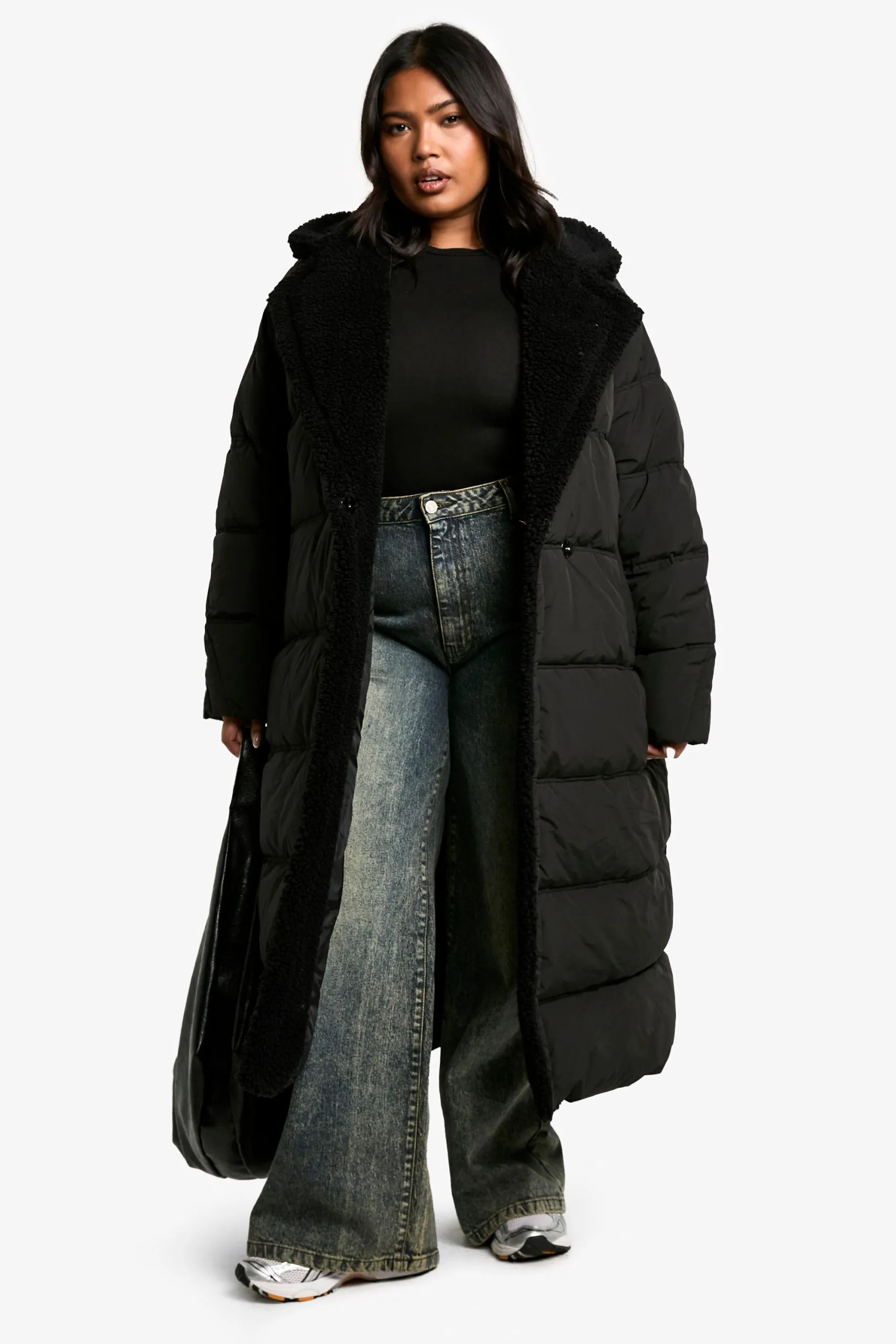 Plus Teddy Trim Puffer Coat