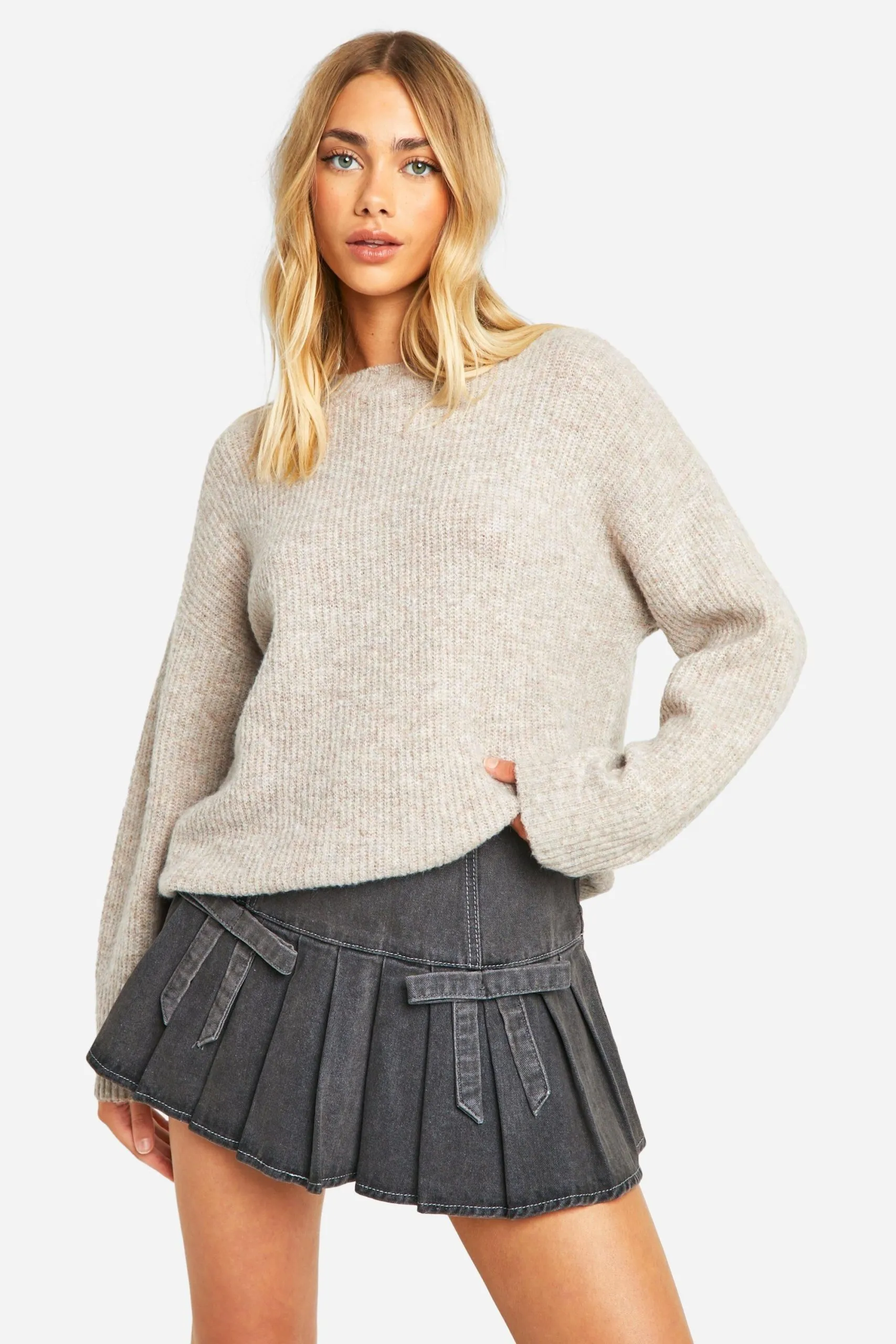 Bow Detail Pleated Micro Mini Skirt