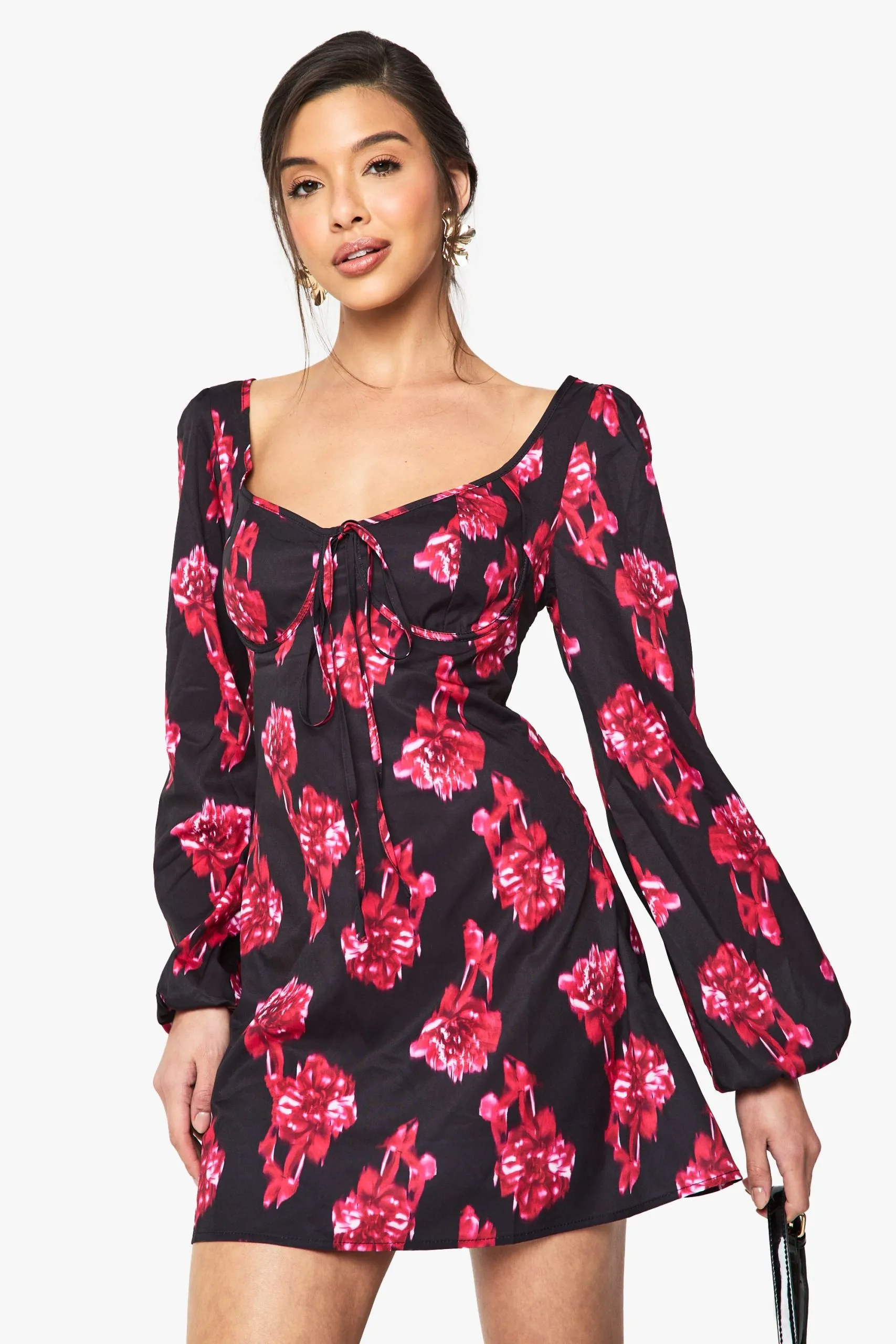 Blur Floral Milkmaid Mini Dress