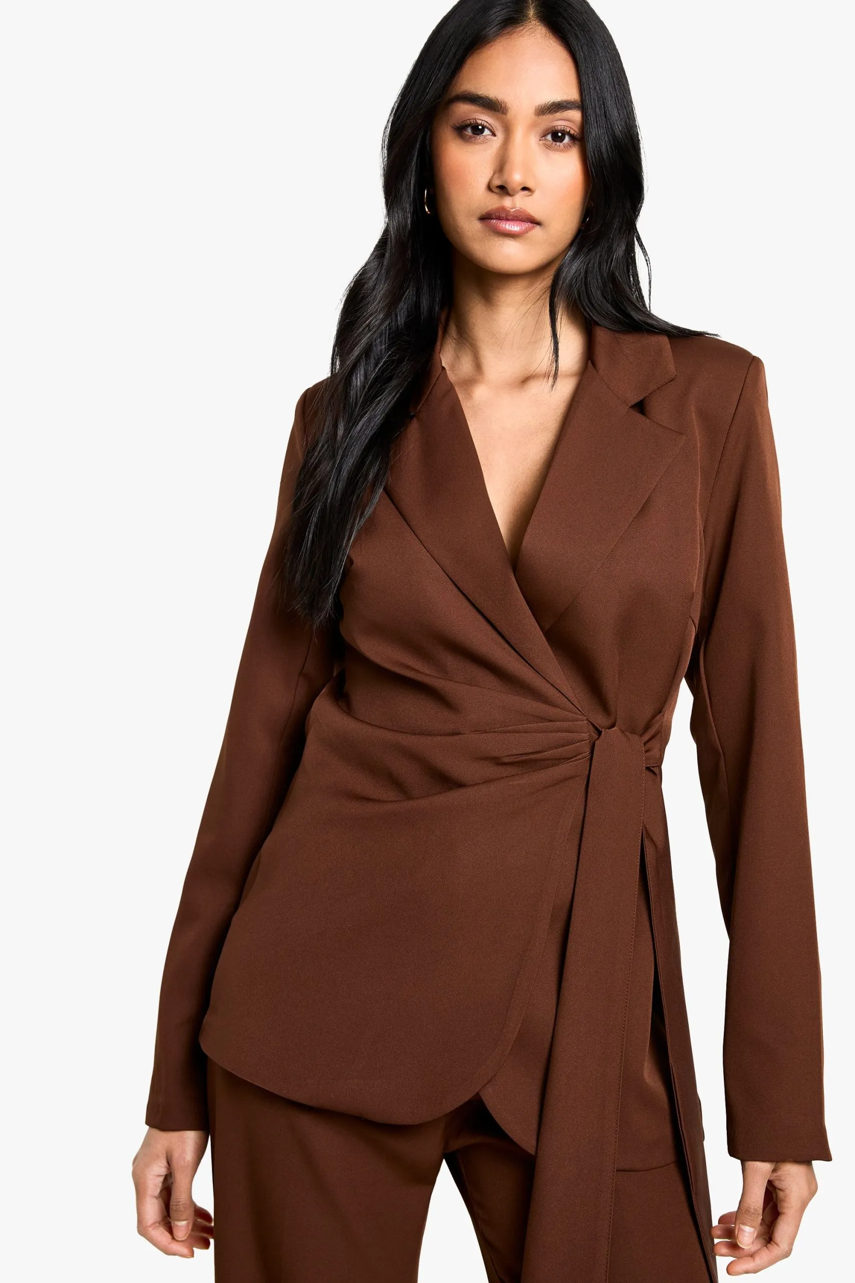 Woven Wrap Tie Detail Blazer