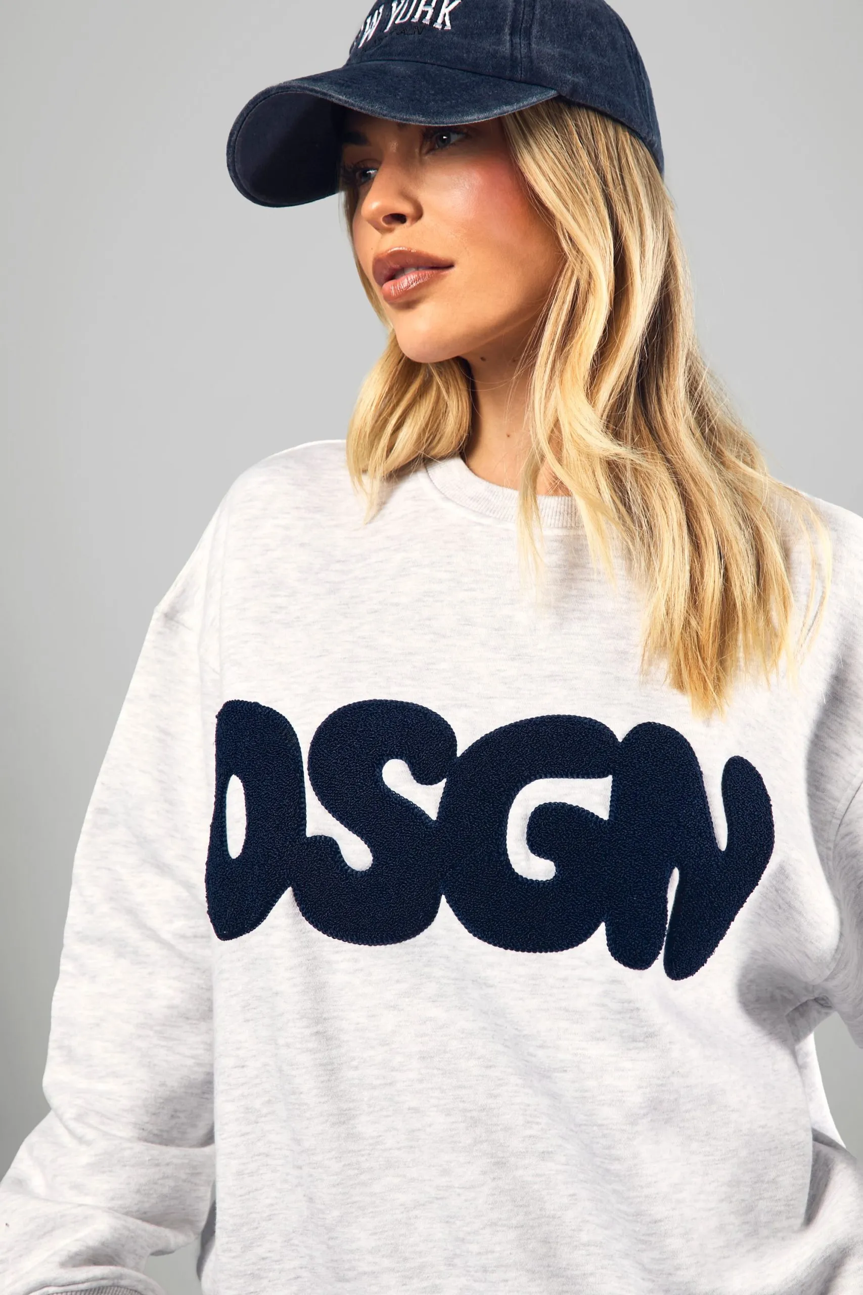 DSGN Studio Towelling Applique Oversized Sweatshirt