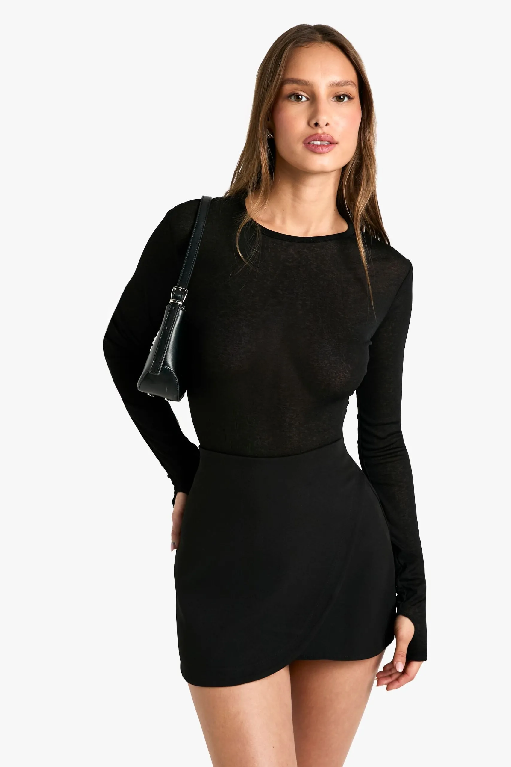 Woven Wrap Front Mini Skirt