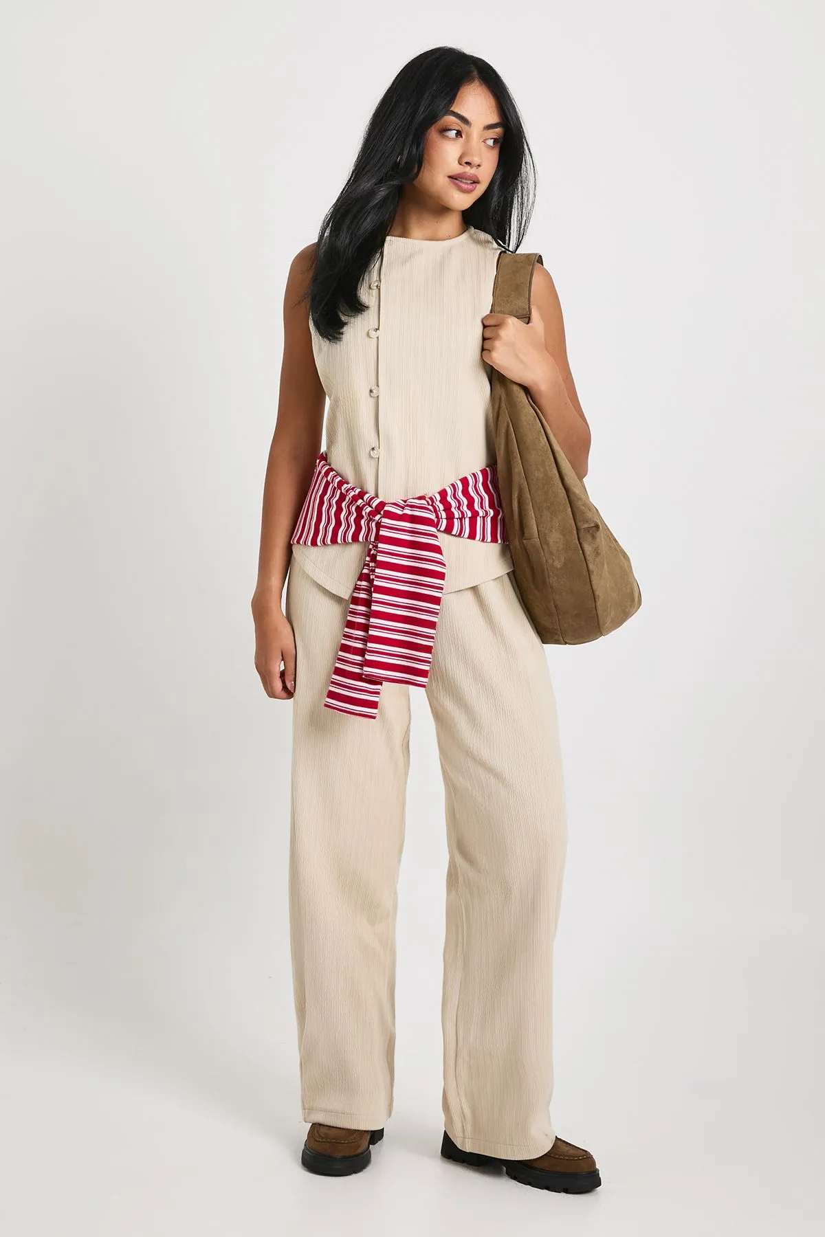 Woven Cord Wide Leg Trouser