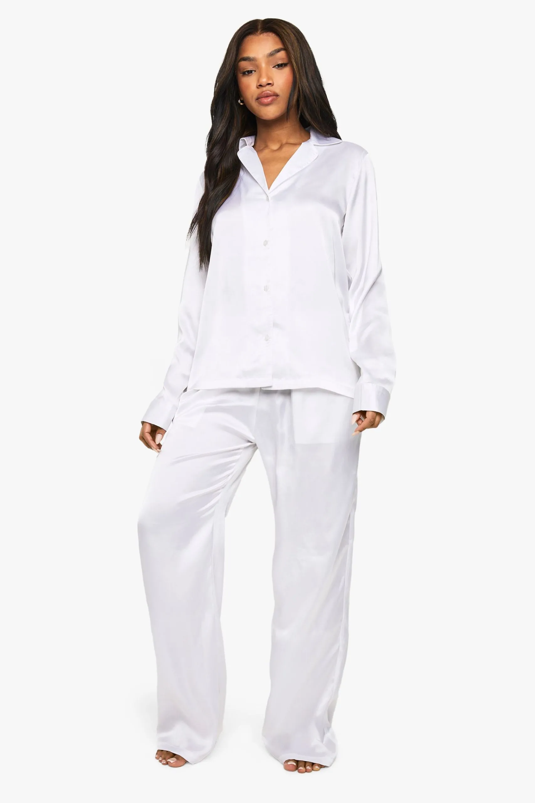 Bridal Satin Long Sleeve Shirt & Trousers Pyjama Set