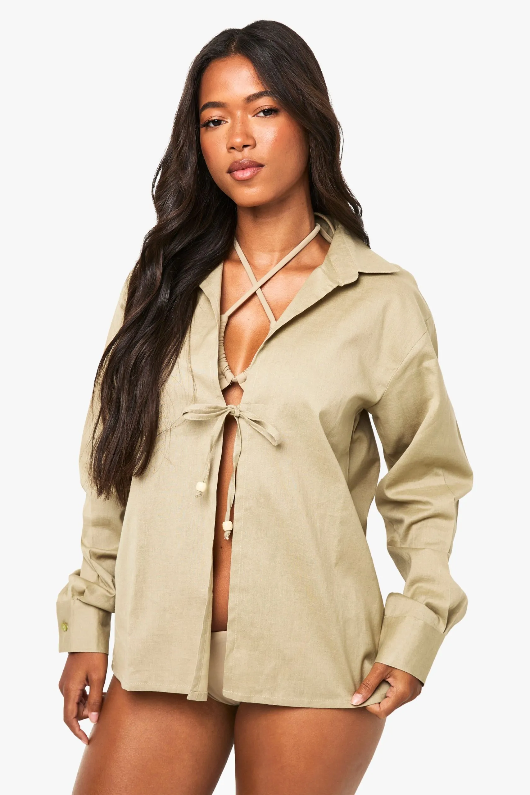 Cotton Beaded Beach Shirt