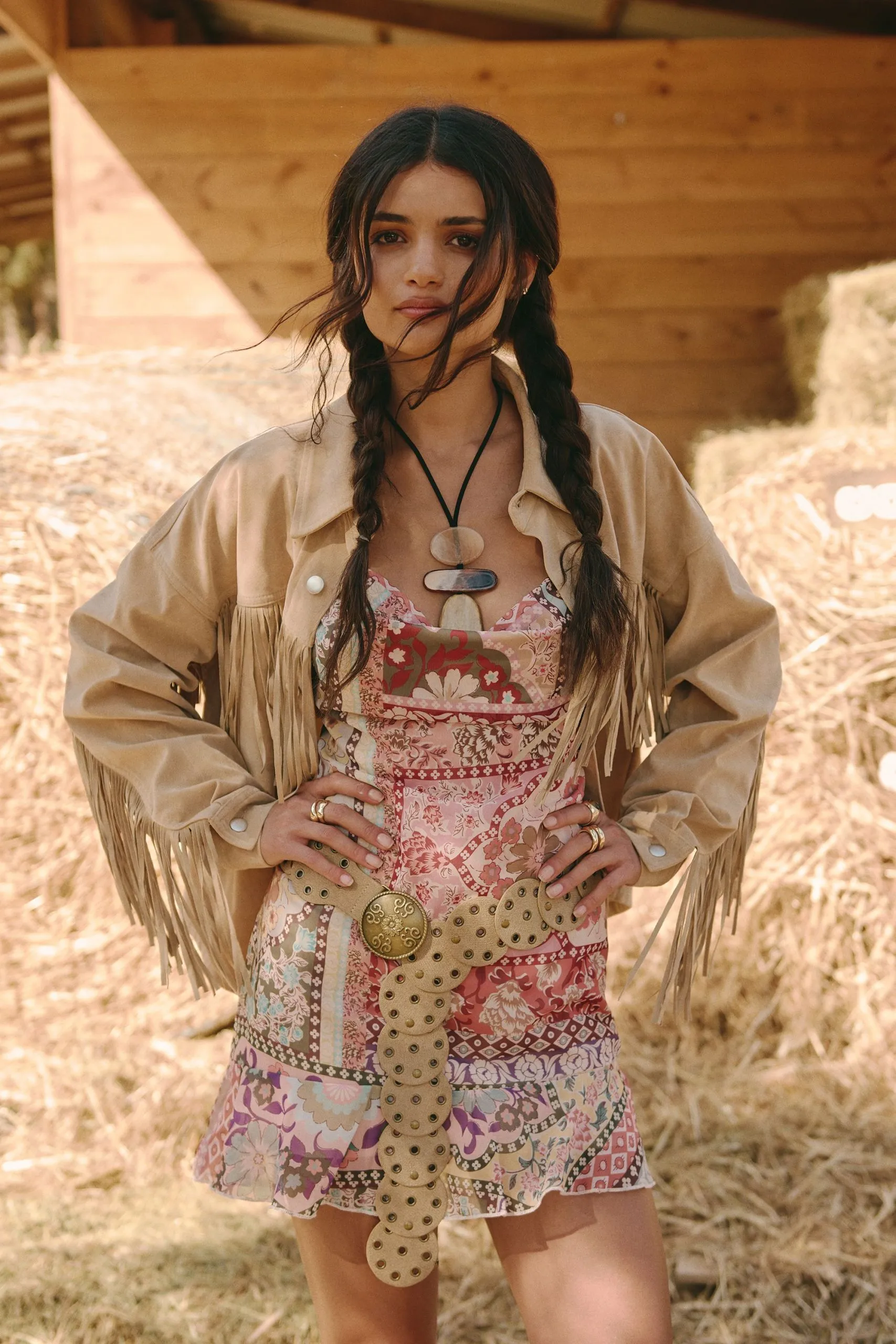 Suede Look Fringe Detail Shacket