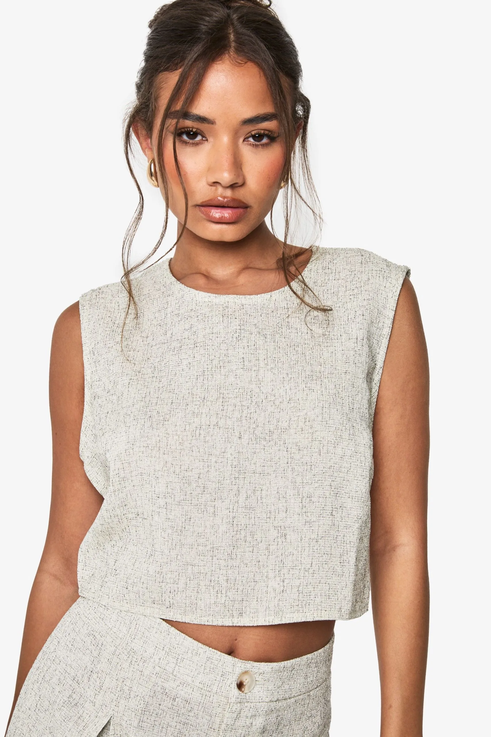Woven Textured Tailored Top