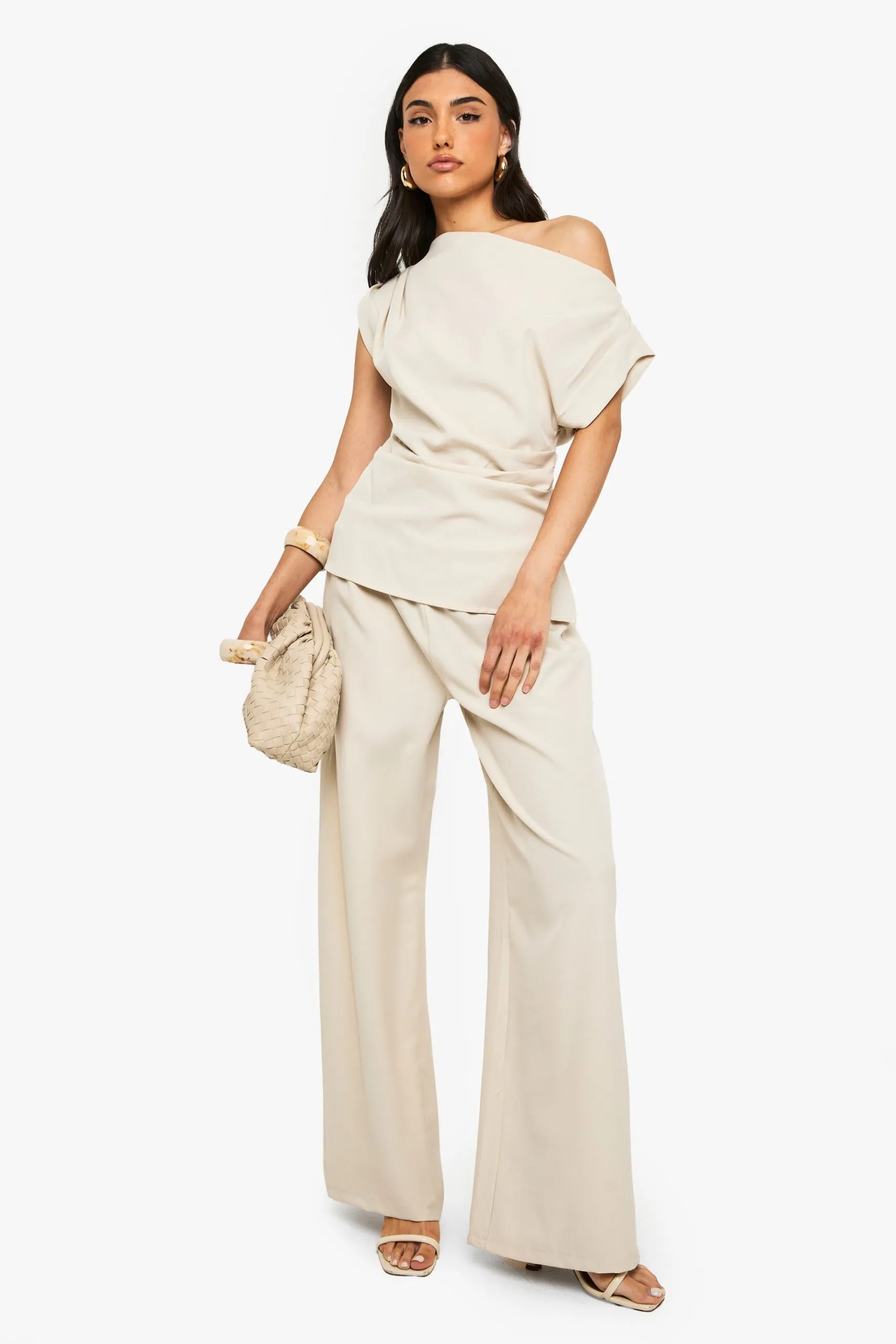 Woven Elasticated Waist Straight Leg Trouser