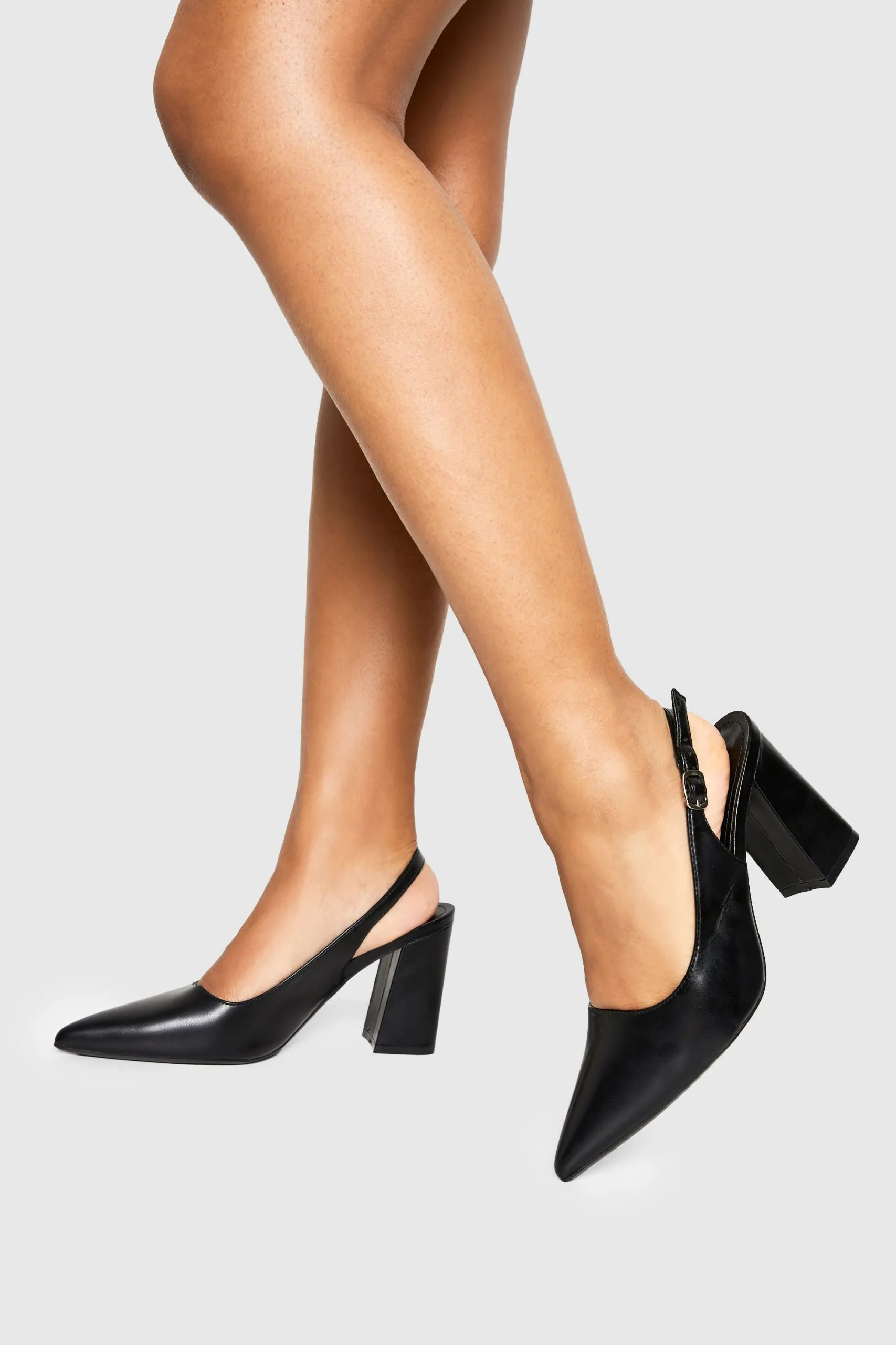 Block Heeled Slingback Courts
