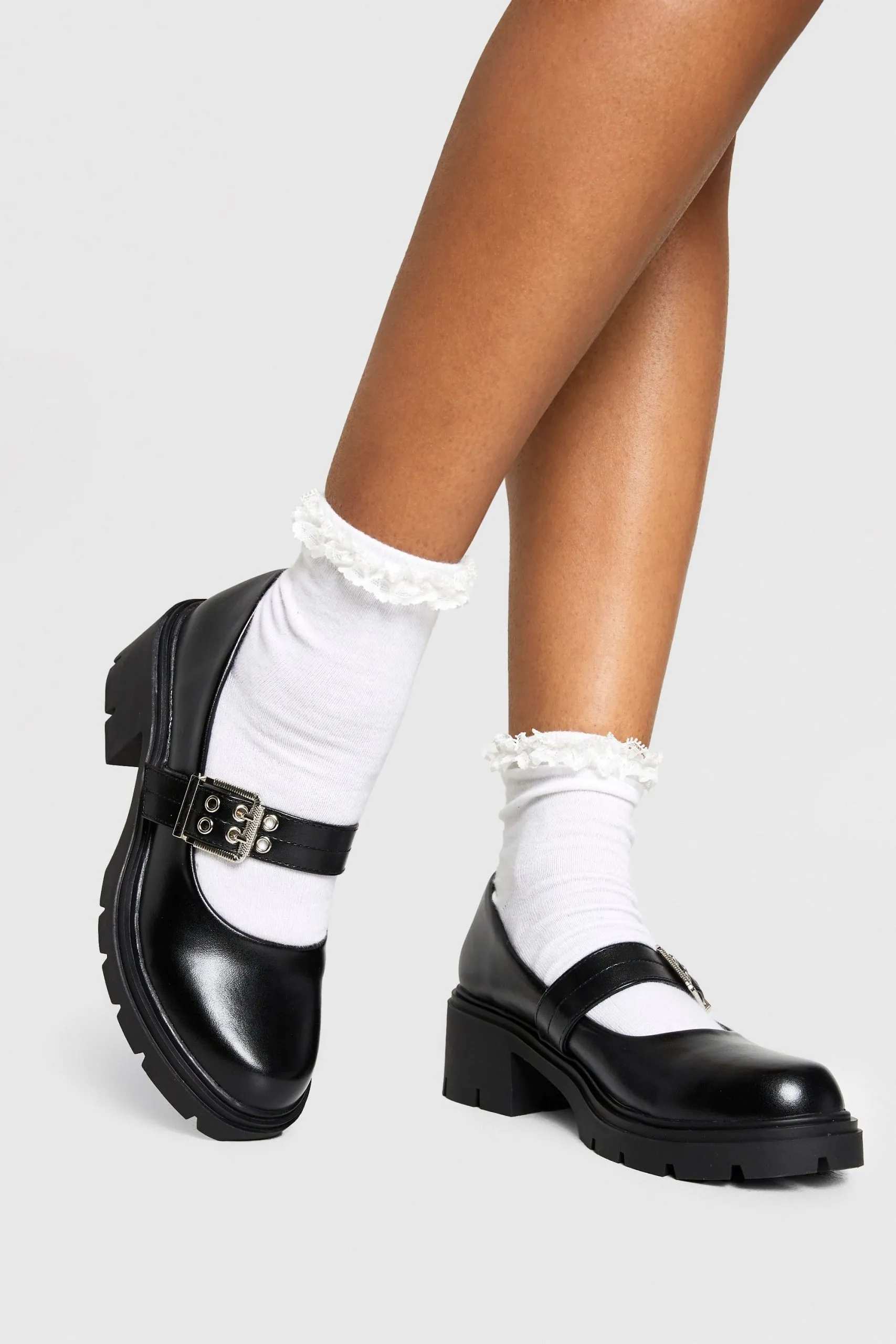 Buckle Detail Patent Mary Janes