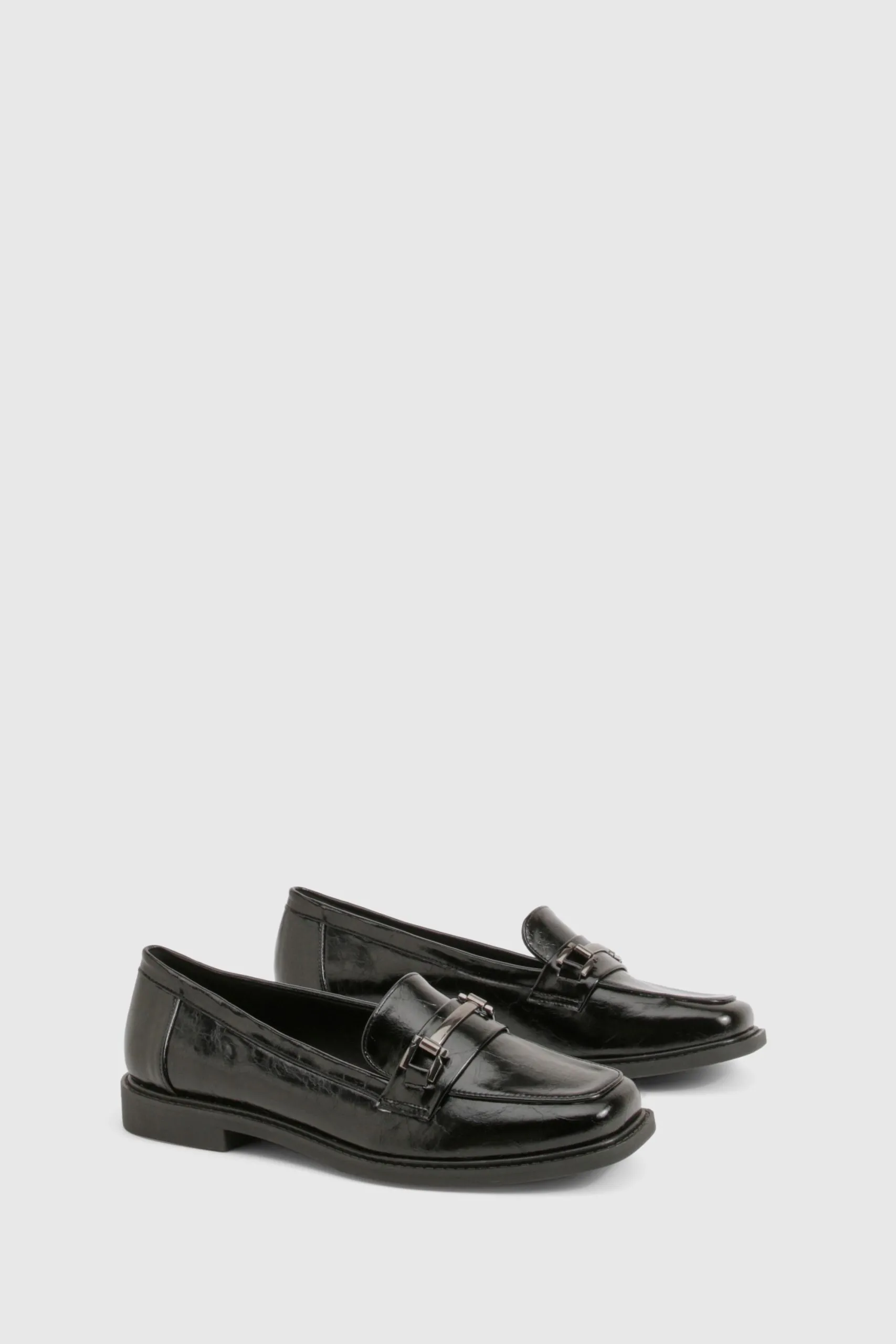 Wide Fit Black Crinkle Loafer