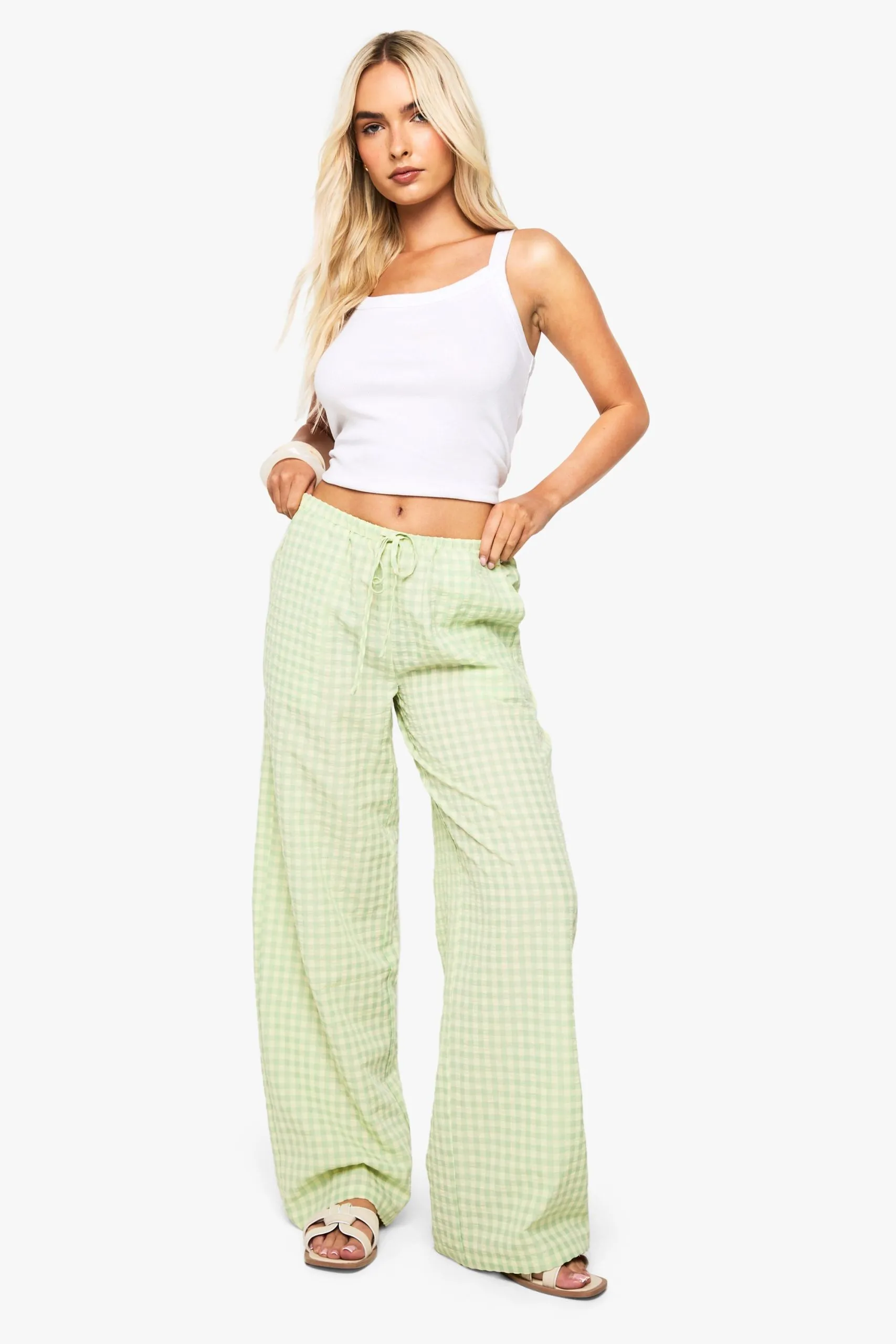 Gingham Straight Leg Trousers