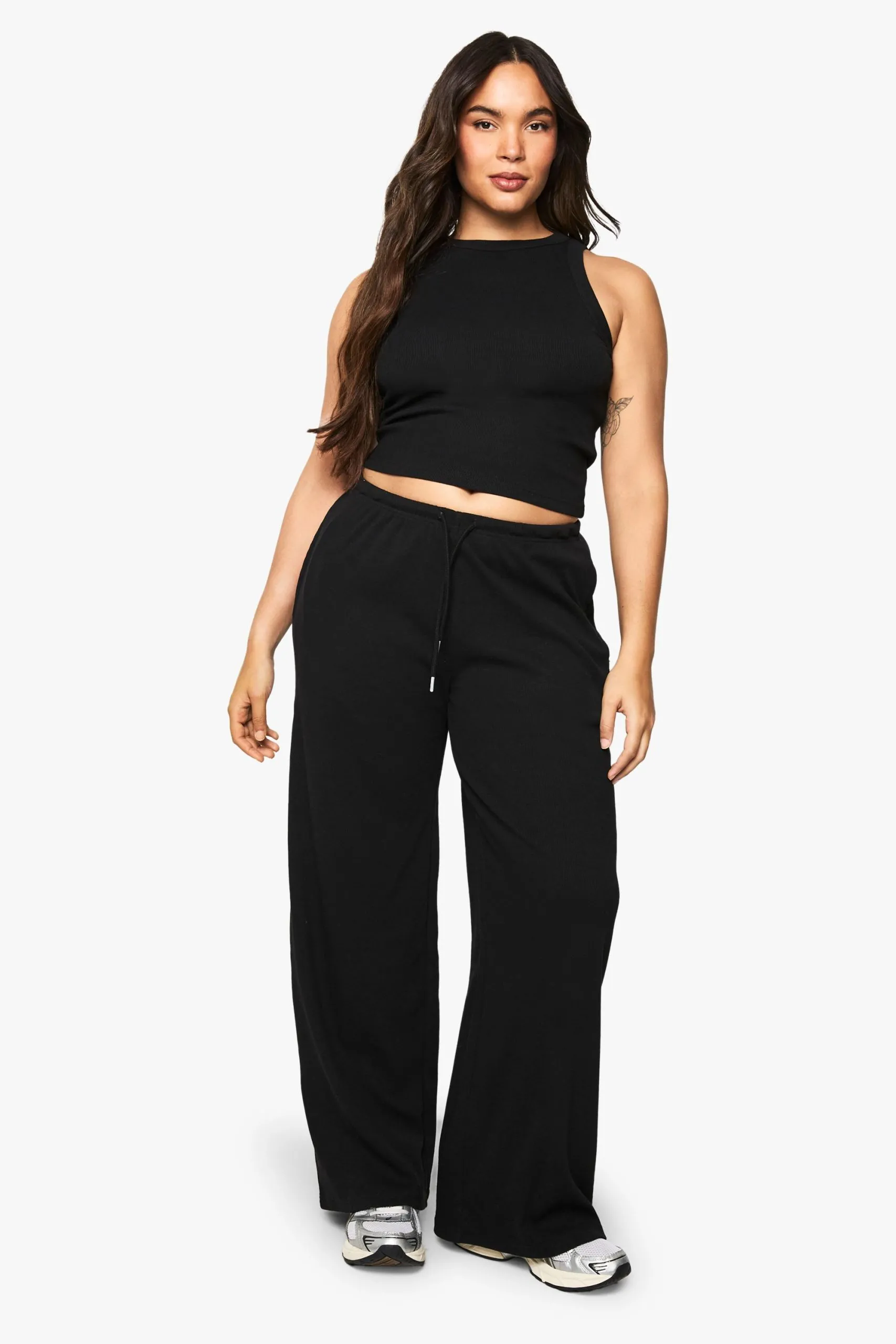 Plus Racer Rib Vest And Trouser Basic Co-Ord