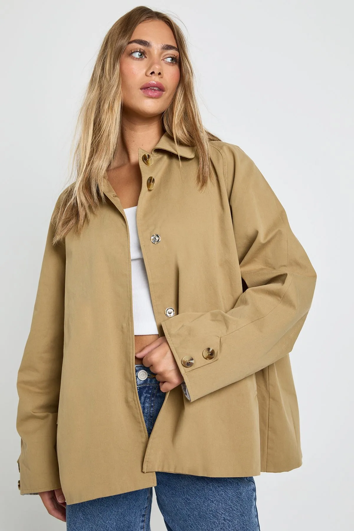 Short Collared Trench Coat