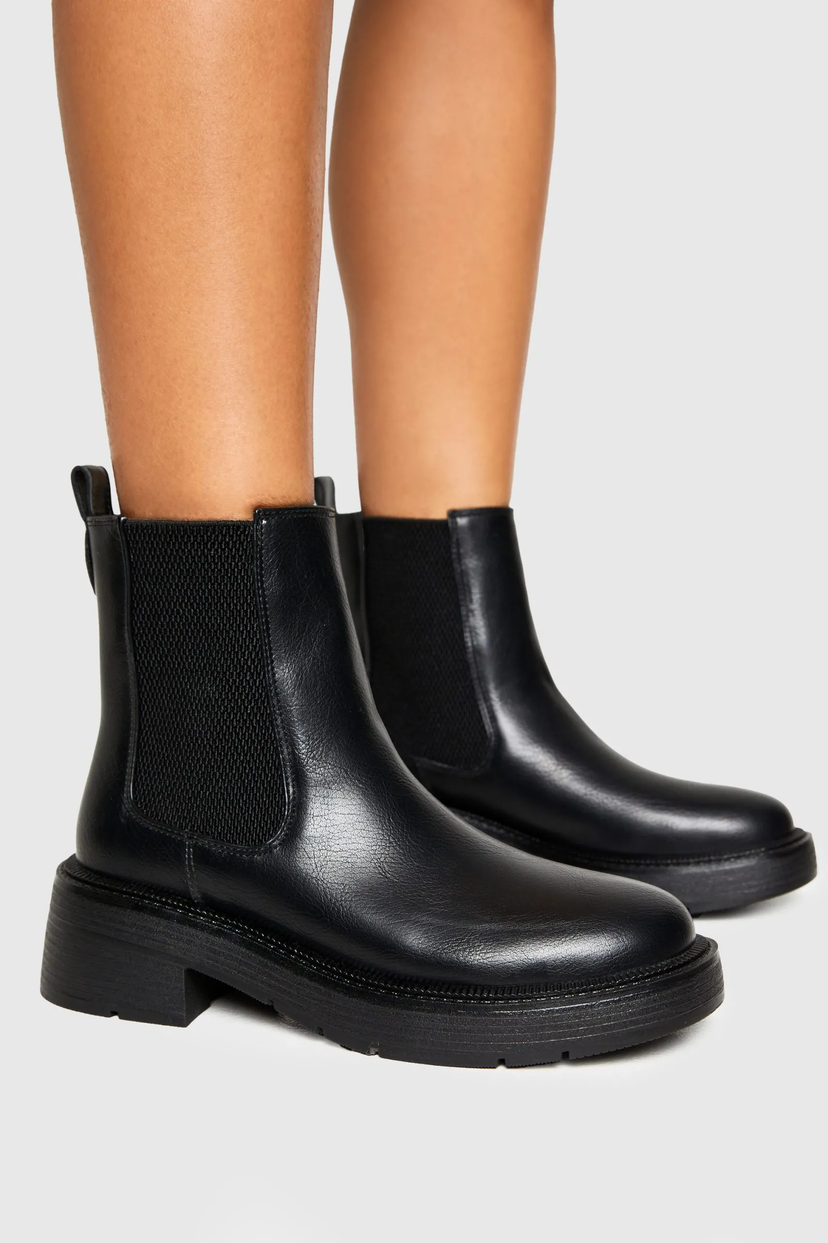 Chunky Flatform Elastic Panel Chelsea Boots