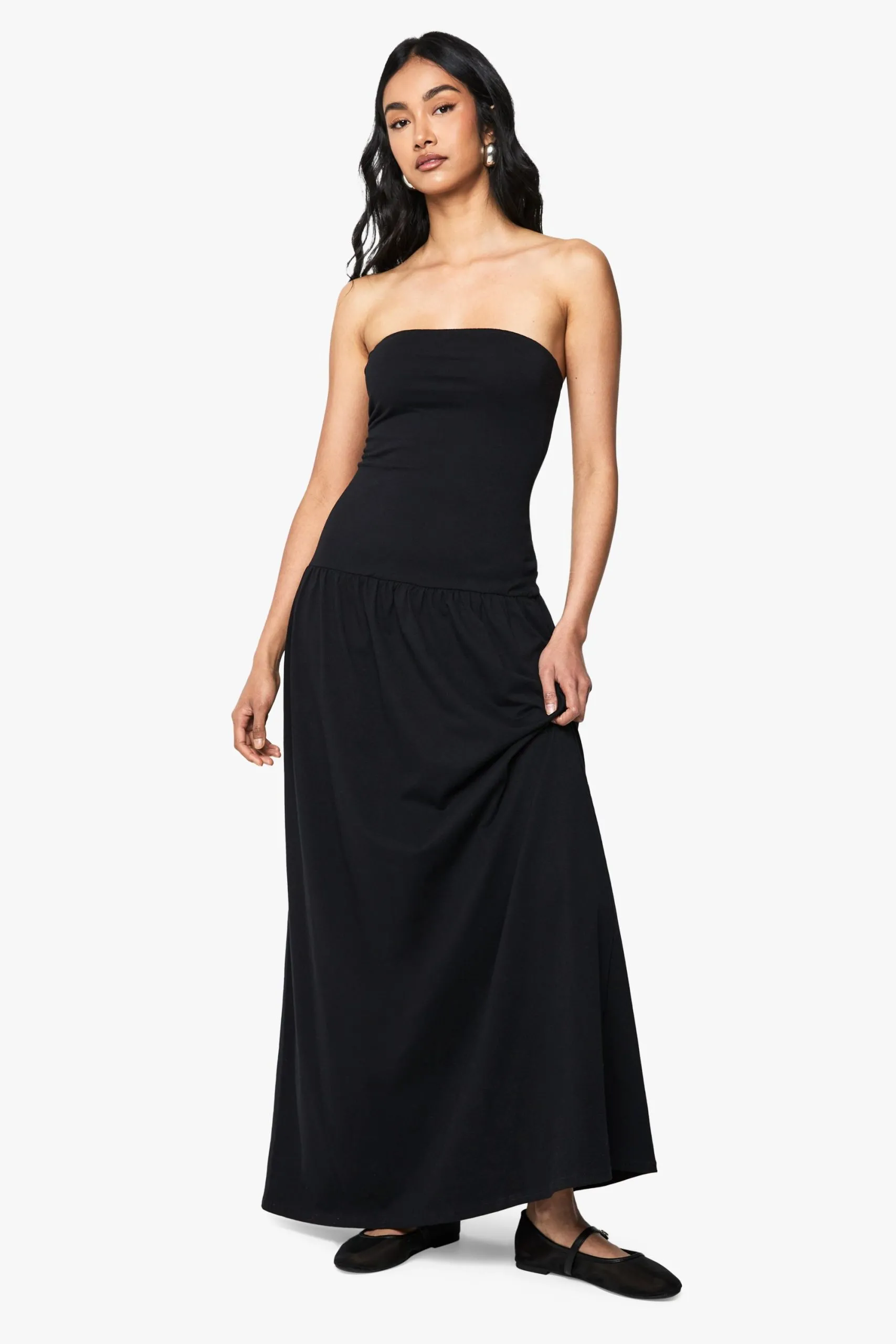 Bandeau Dropped Waist Maxi Dress