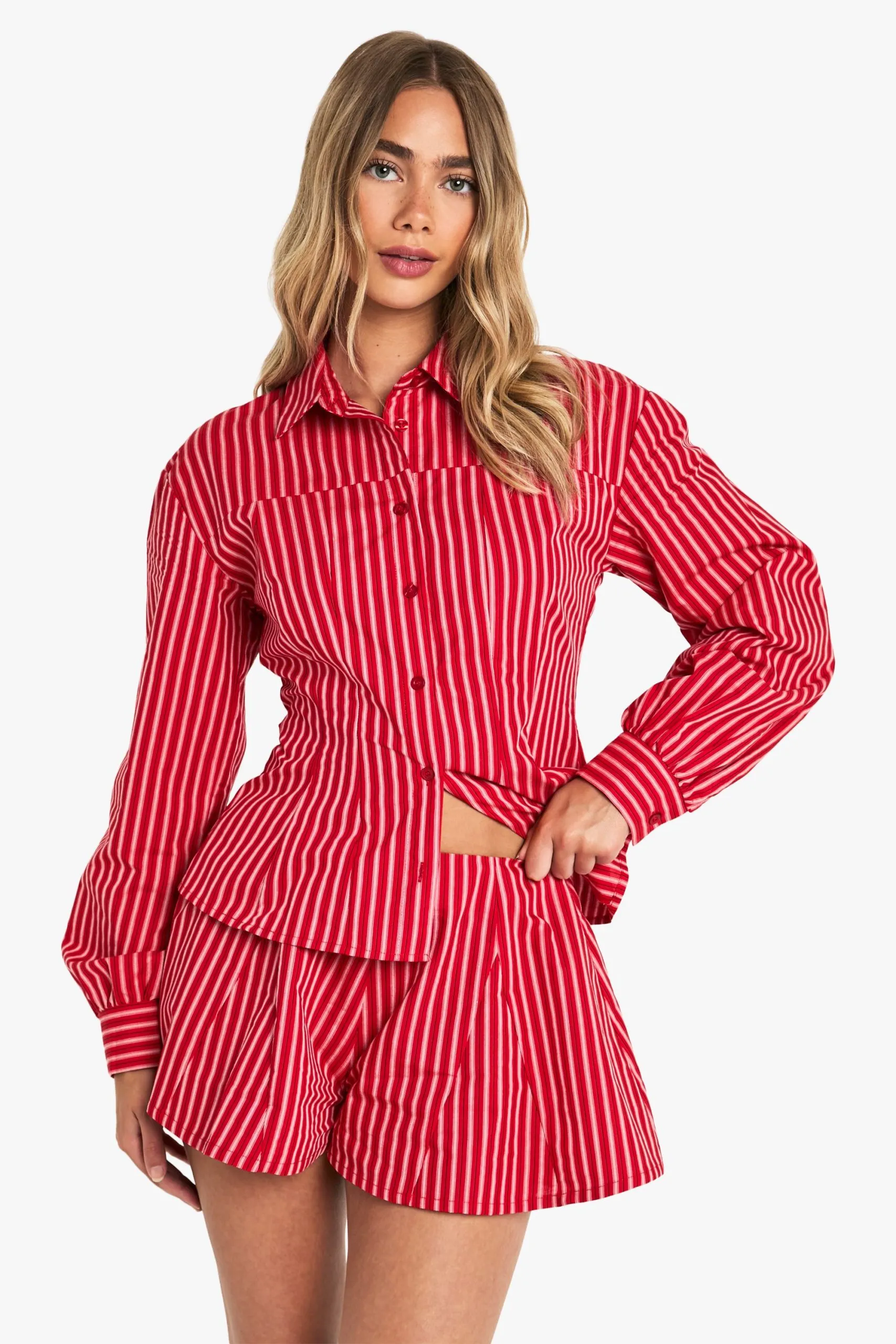 Stripe Pleated Flippy Short