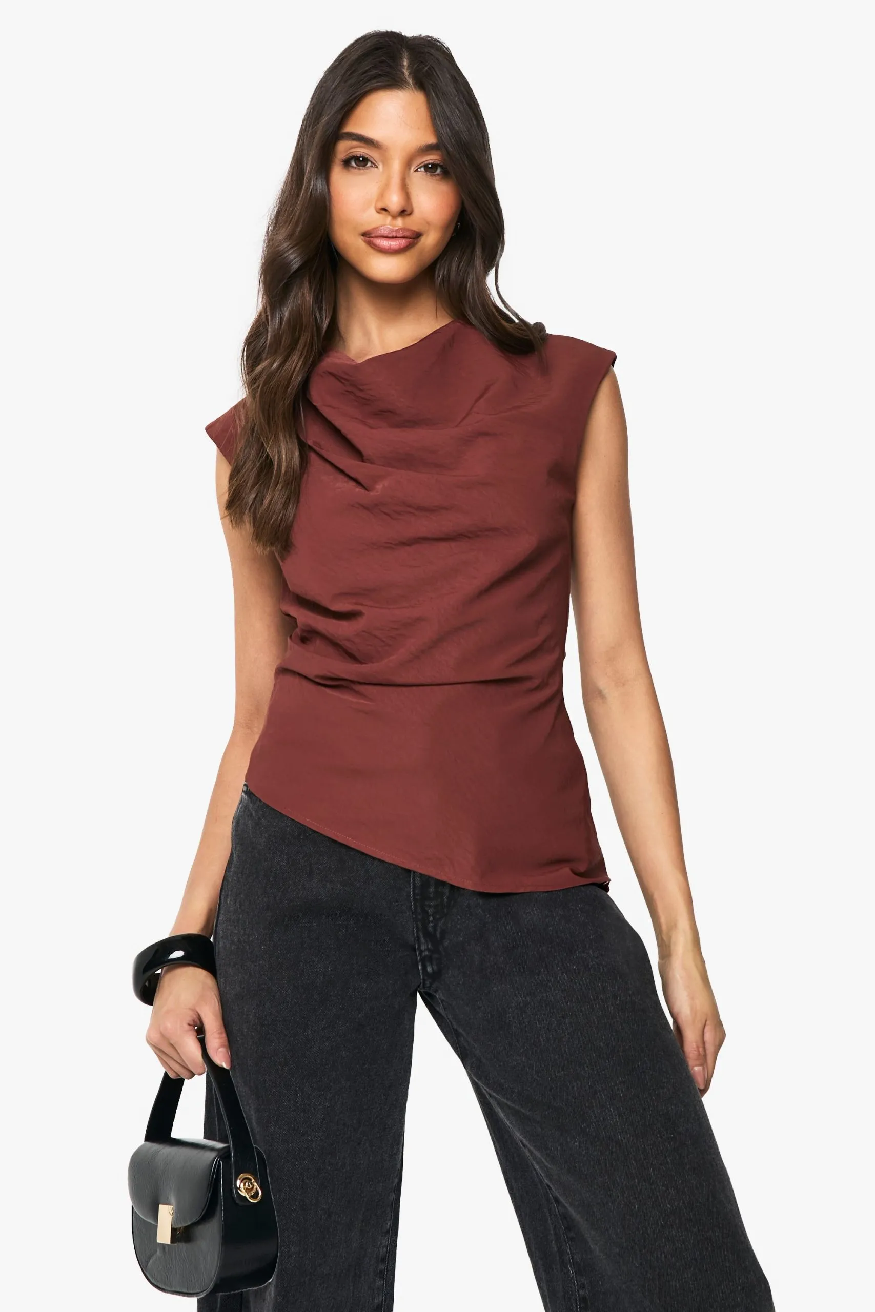 Textured Woven High Neck Blouse