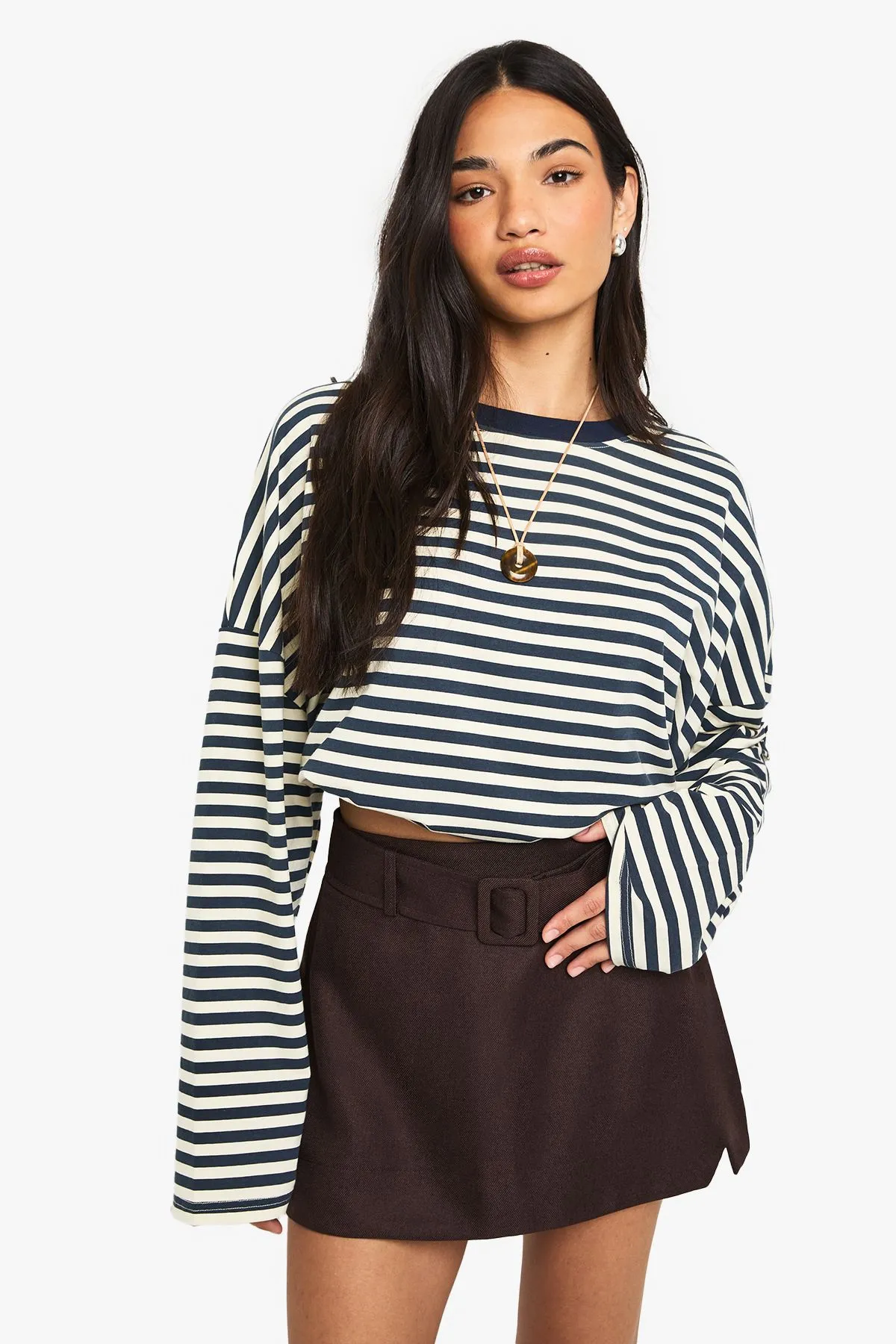 Belted Textured Mini Skirt
