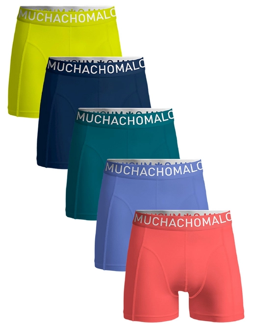 Boxer Shorts Muchachomalo Men Light Cotton Solid Yellow/ Blue/ Green/ Blue/ Red (5-Pack)