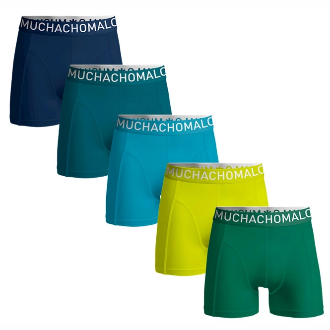 Boxer Shorts Muchachomalo Men Light Cotton Solid Blue Green/ Blue/ Yellow/ Green (5-Pack)