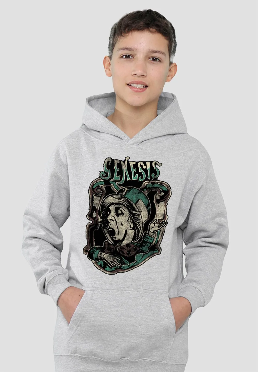 Genesis Mad Hatter Youth Kids Pull-Over Hoodie, Athletic Heather