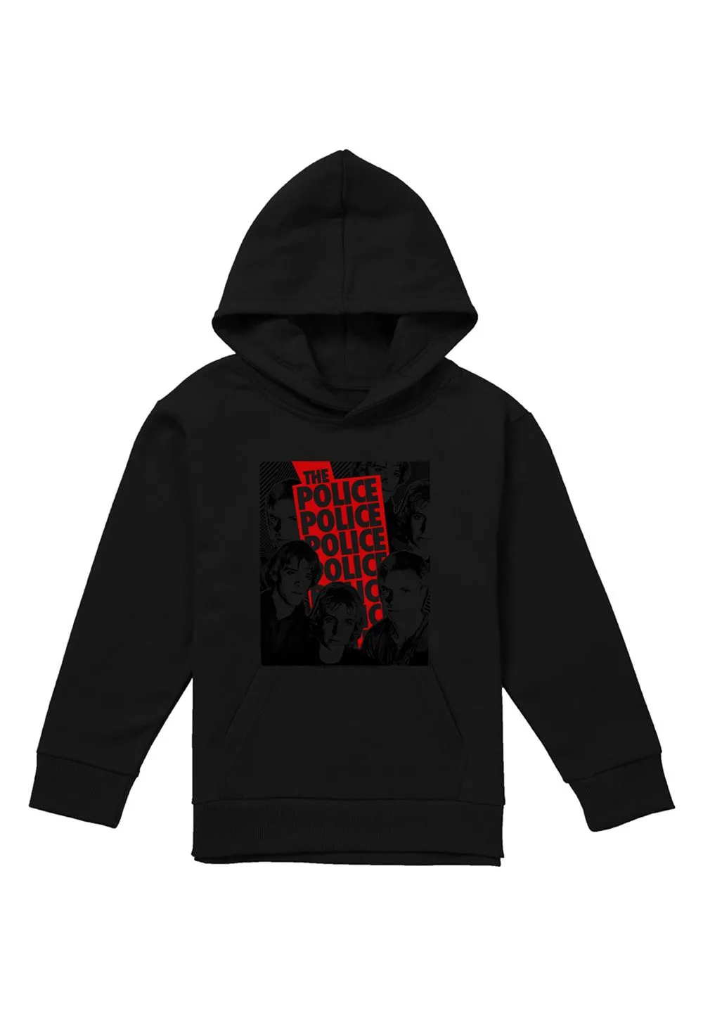 The Police Repeat Collage Youth Kids Pull-Over Hoodie, Black