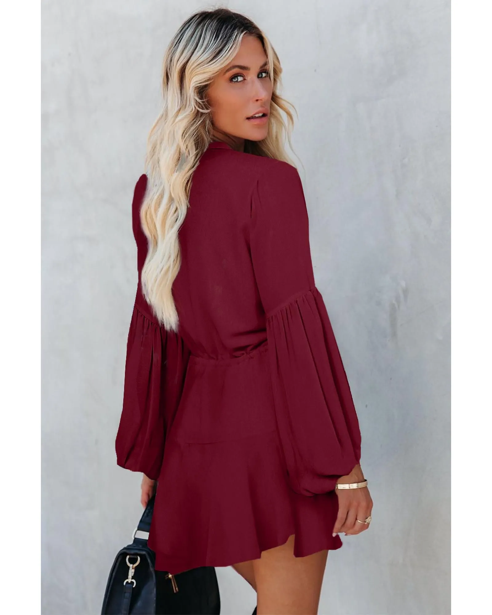 Vintage Floral Print Drawstring Flowy Dress