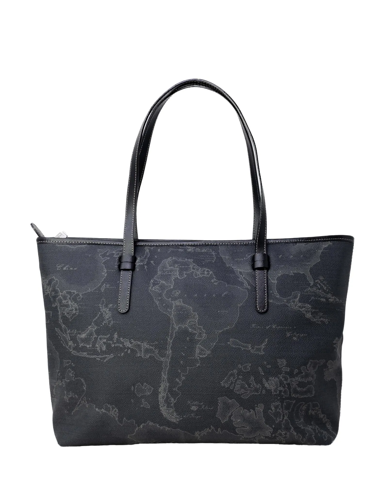 Geo Tote Bag World Map Print- Black