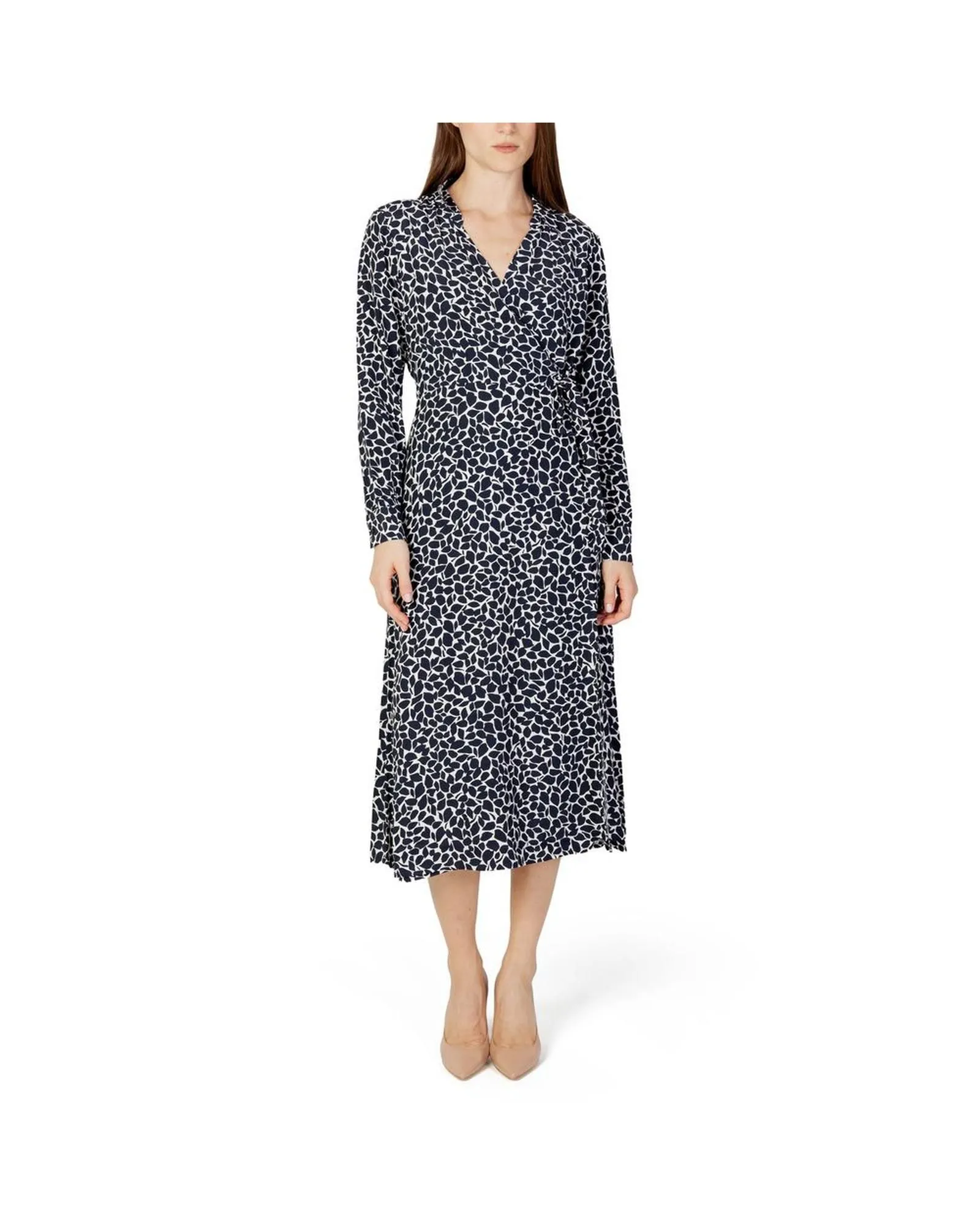 Midi Wrap Dress Abstract Print- Blue Dresses