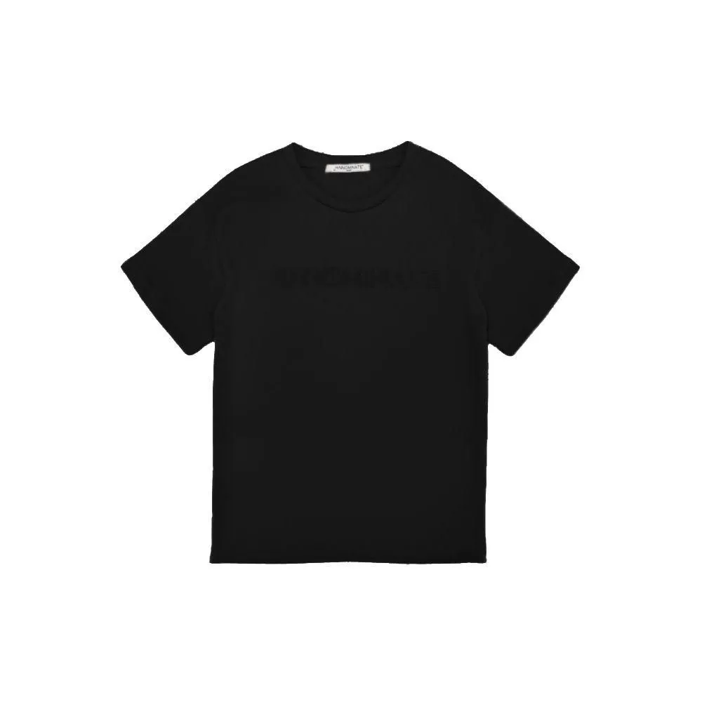 Cotton T-Shirt with Embossed Logo Wo - Black