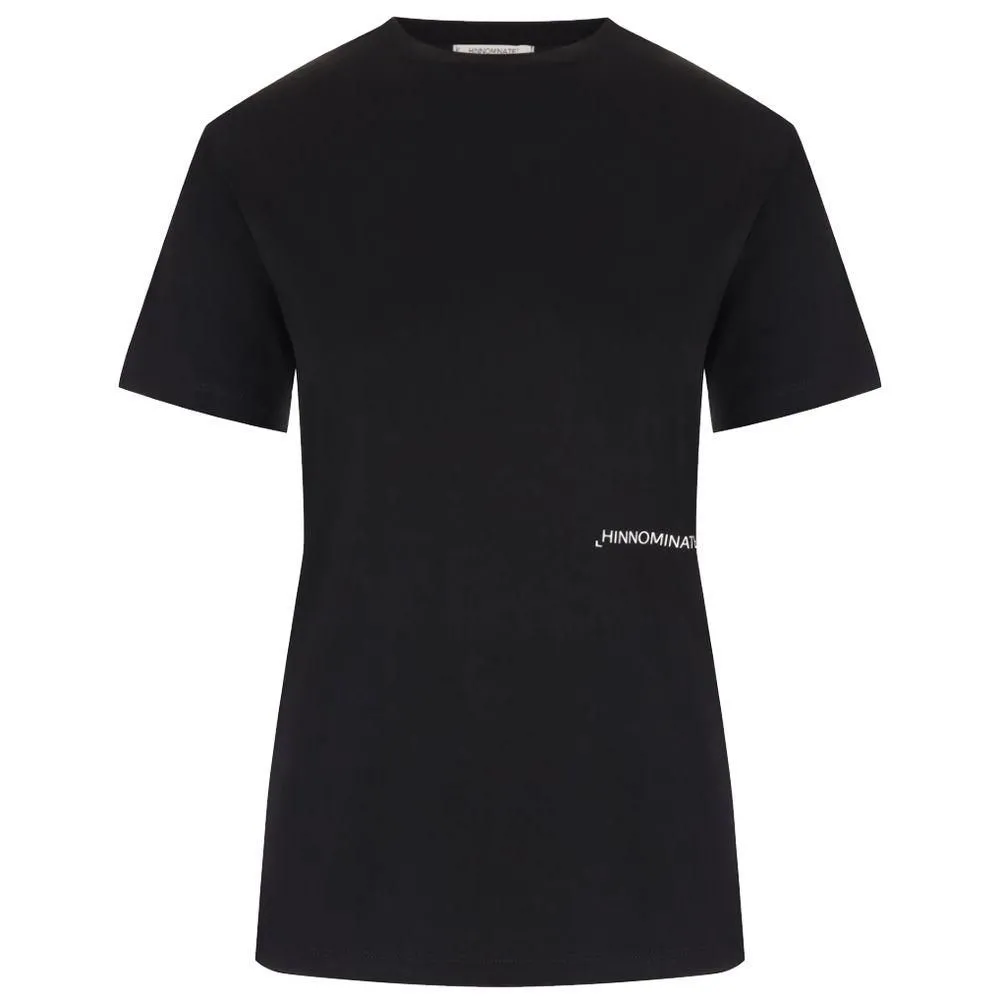 Cotton Short-Sleeve T-Shirt with Front Logo Print- Black