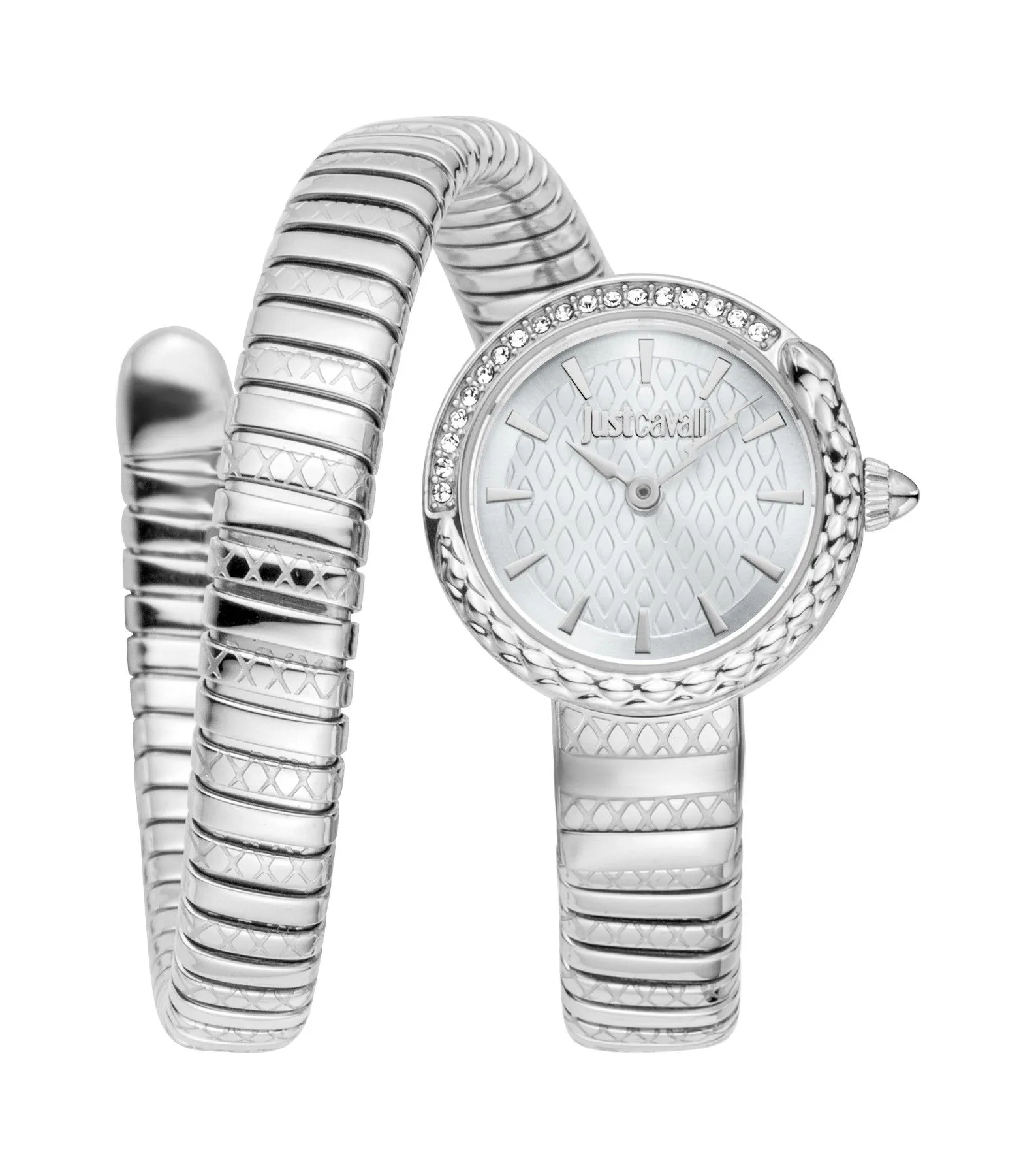 Stainless Steel and Crystal Wrap Watch