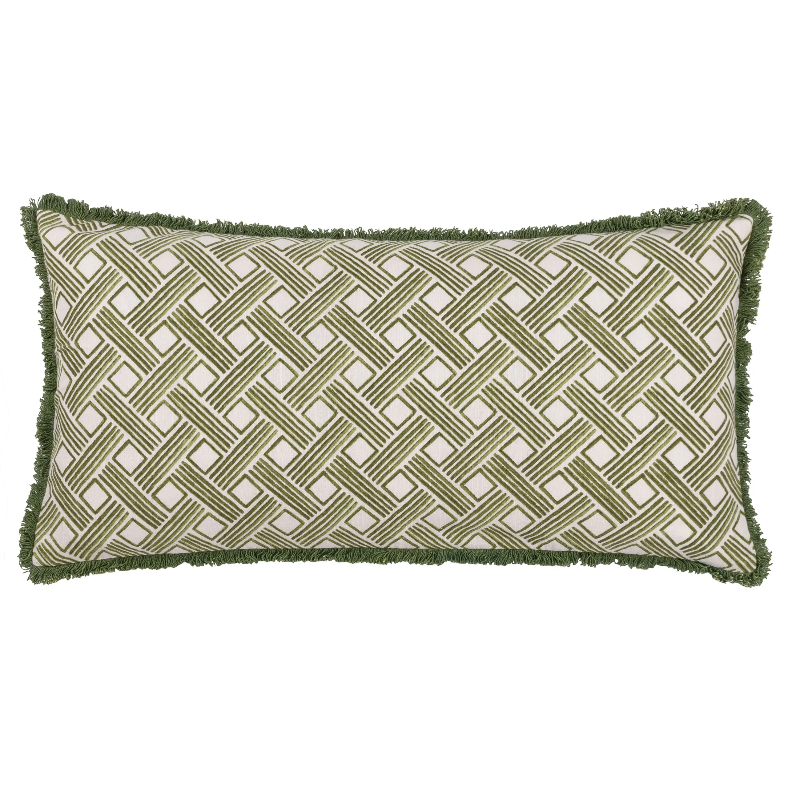 Alexah Geometric Fringed Rectangular Cushion