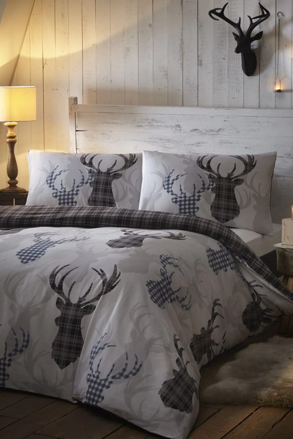 Tartan Stag Print Duvet Cover Set