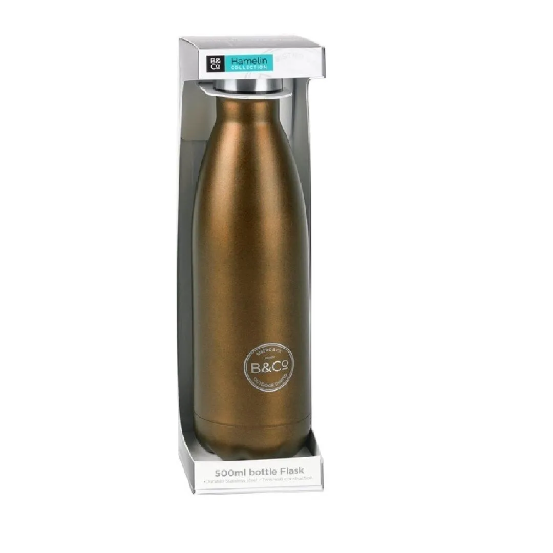 B&Co Hamelin 500ml Bottle Flask Metallic Gold