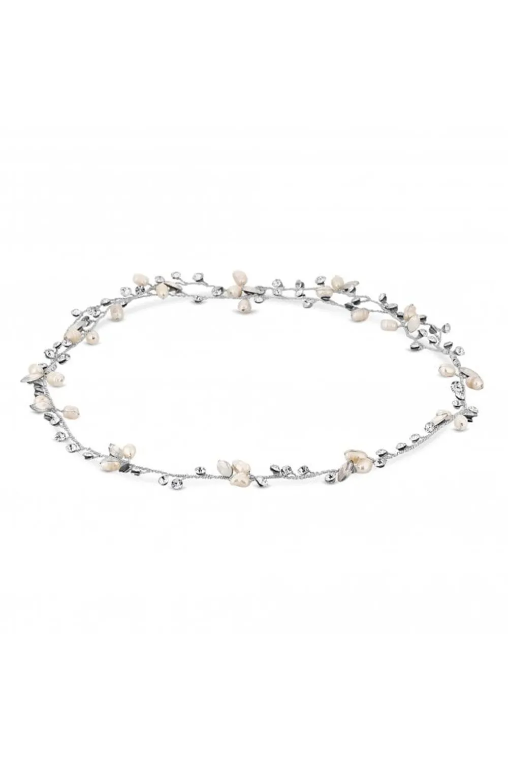 Silver Plated Clear Crystal Hair Halo - Gift Pouch