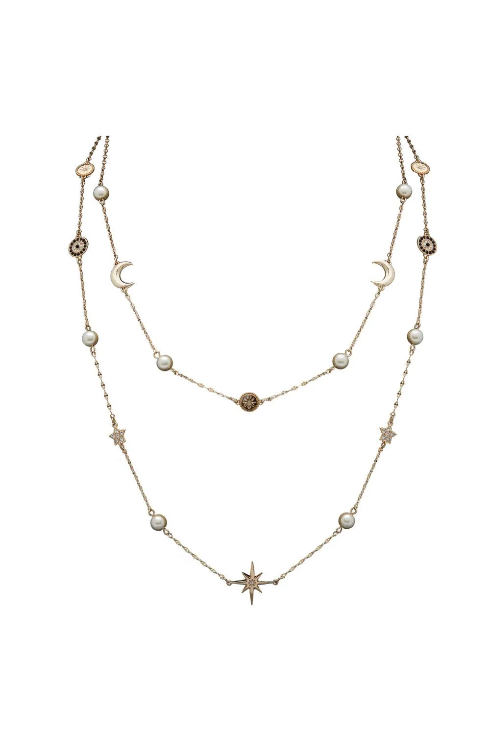 Gold Celestial Multirow Necklace