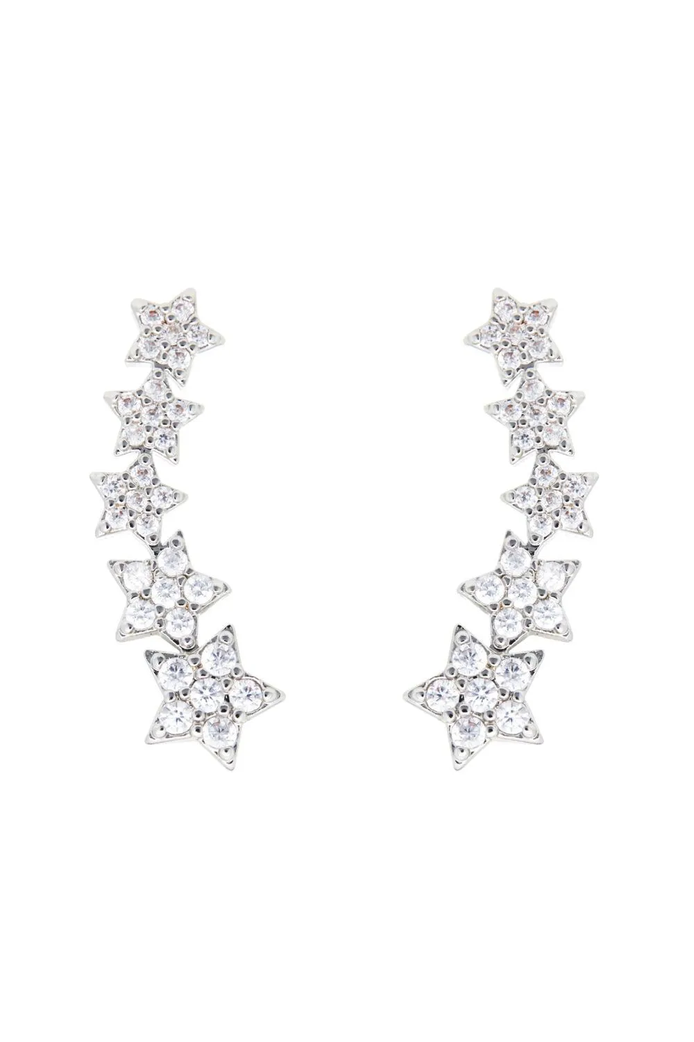 Star Cubic Zirconia Climber Earrings