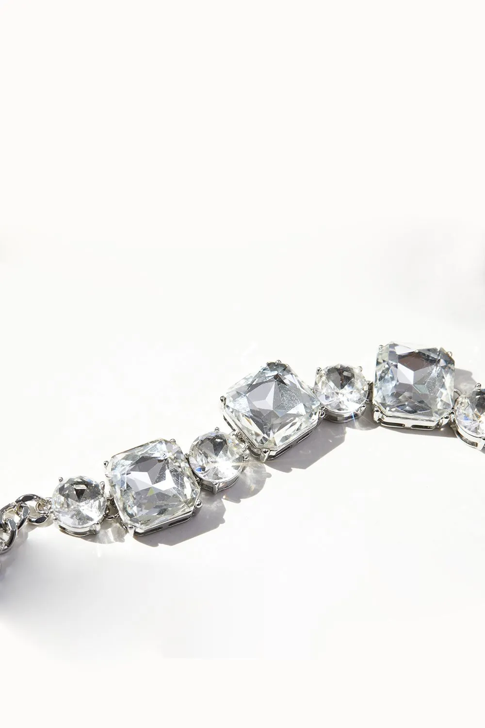 Silver Crystal Stone Set Stretch Bracelet