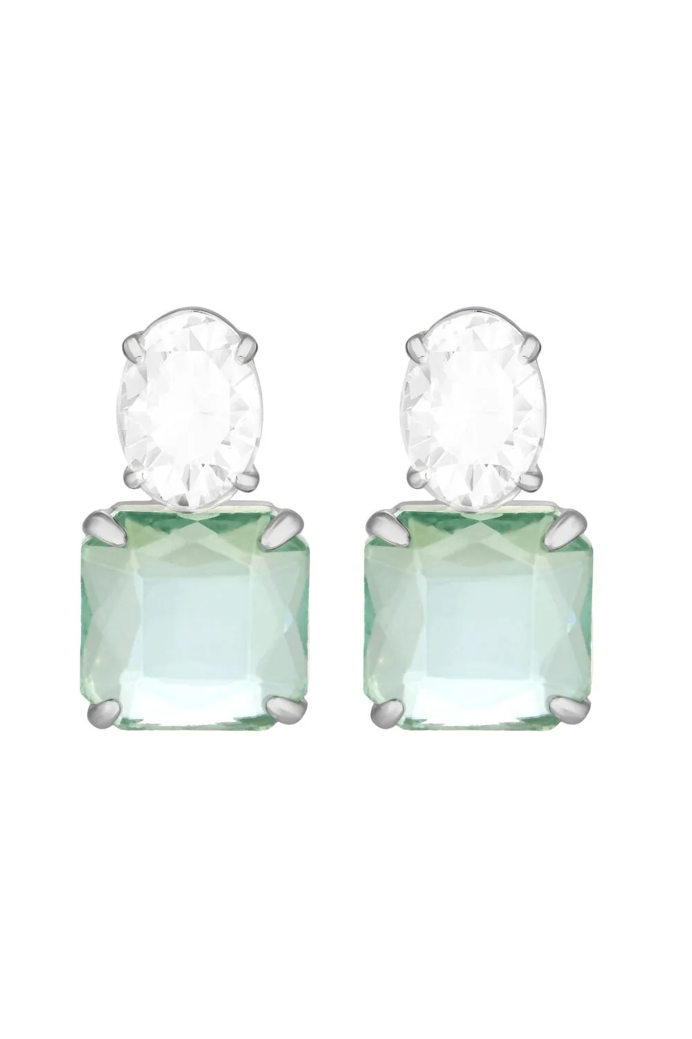 Silver Crystal And Light Azore Double Drop Earrings