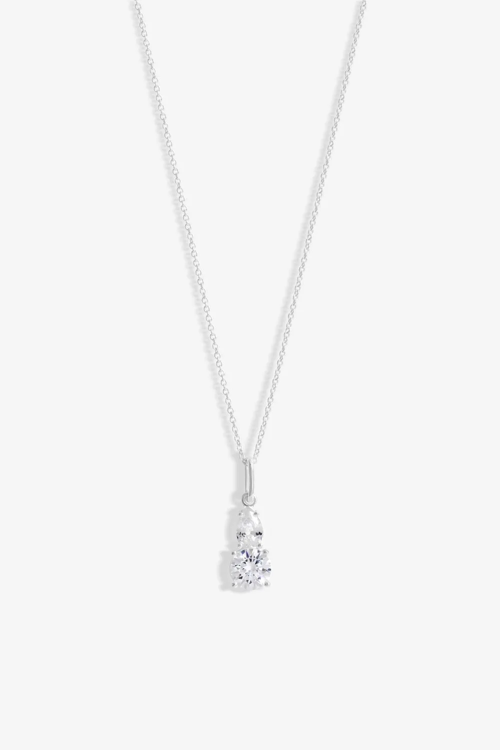 Sterling Silver 925 Cubic Zirconia Double Drop Pendant