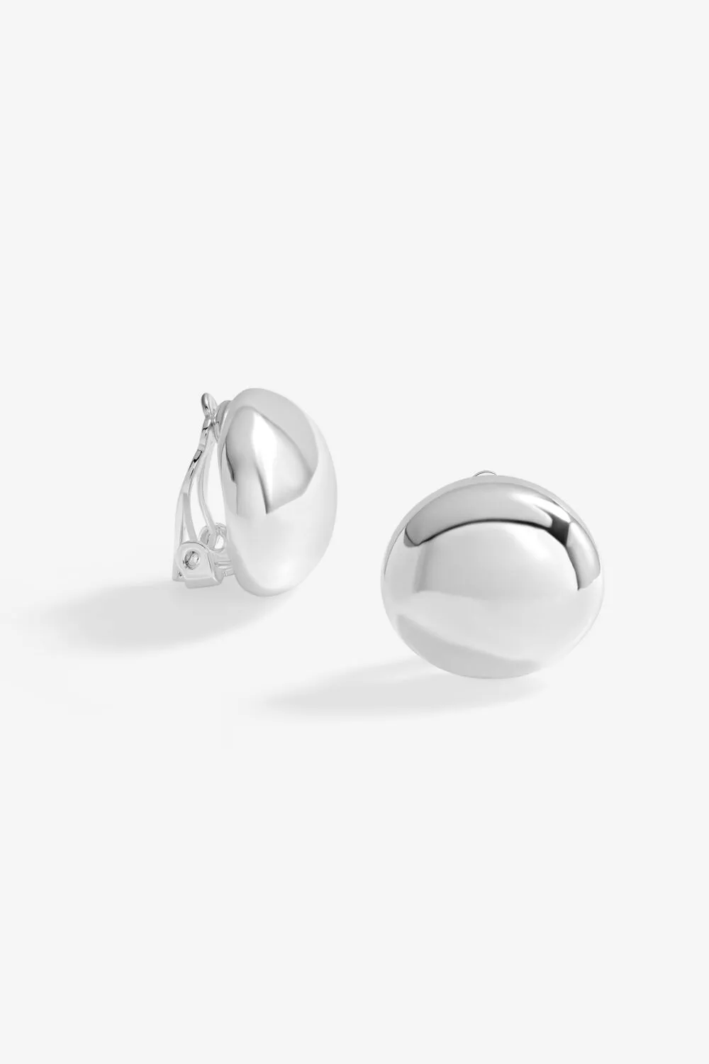 Silver Plated Polished Clip Earrings