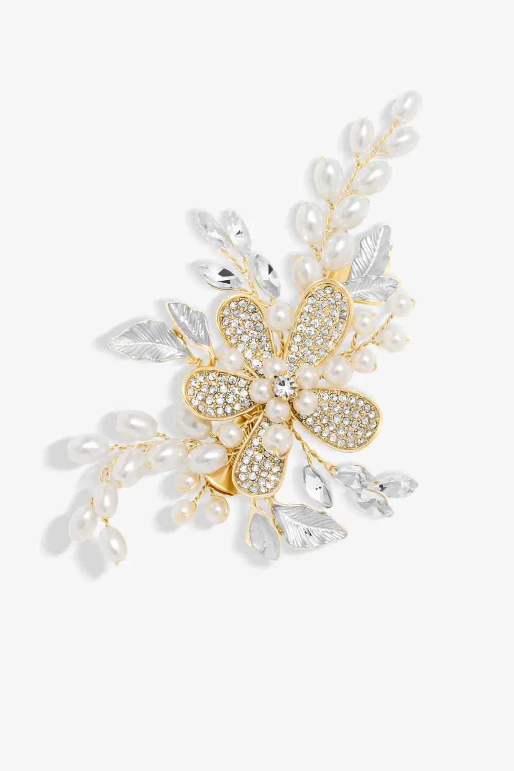 Gold Plated Floral And Pearl Hair Slide