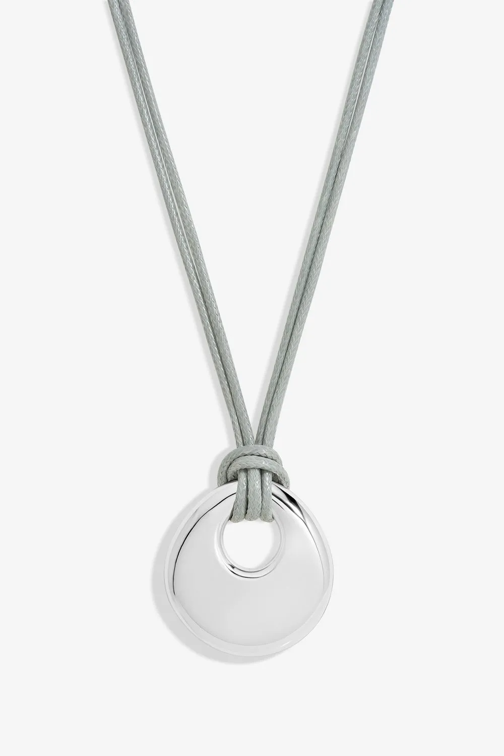 Grey Cord And Silver Plated Polished Pendant