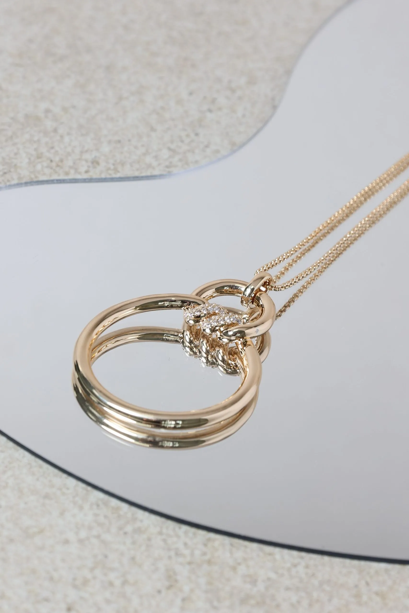 Gold Plated And Pave Long Pendant