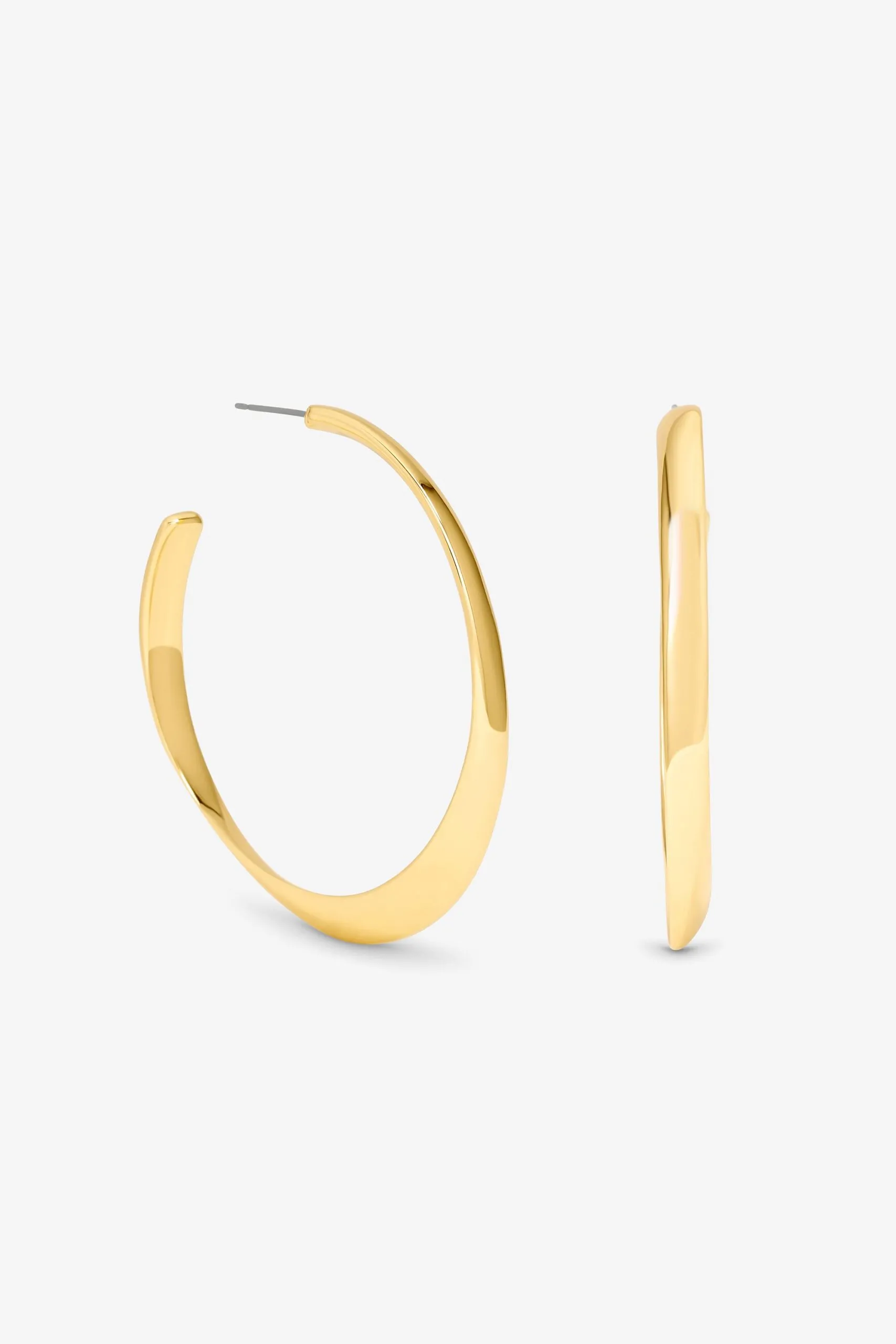Gold Polished Oval Hoop Earrings
